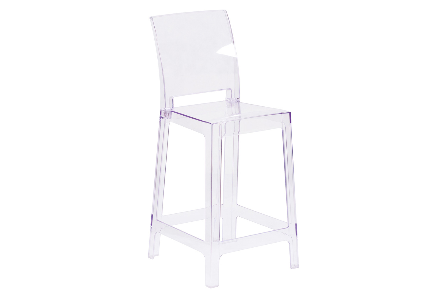 BLNK - Emilie Ghost Counter Stool with Square Back in Transparent Crystal