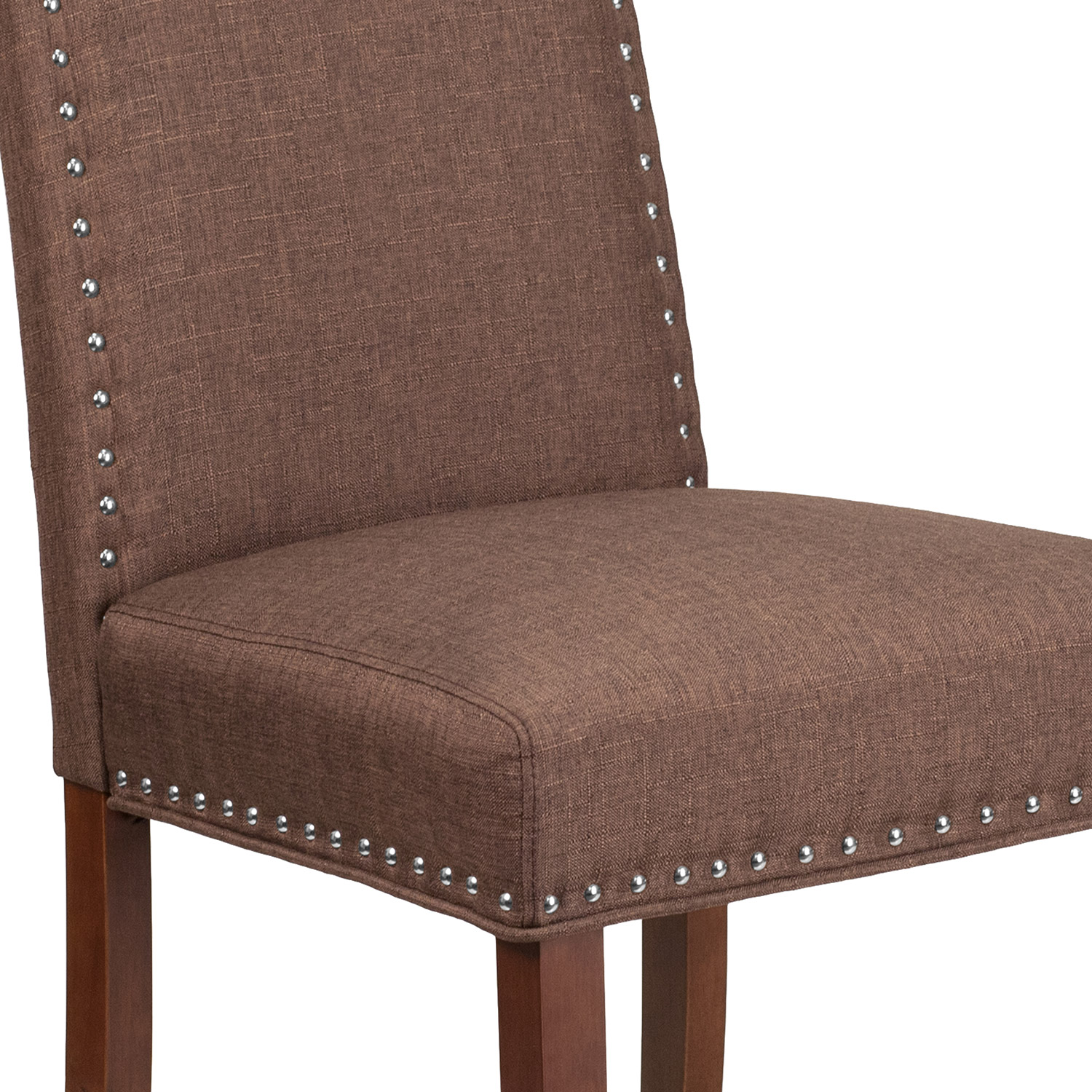BLNK HERCULES Hampton Hill Series Parsons Chair with Silver Accent Nail Trim - Brown