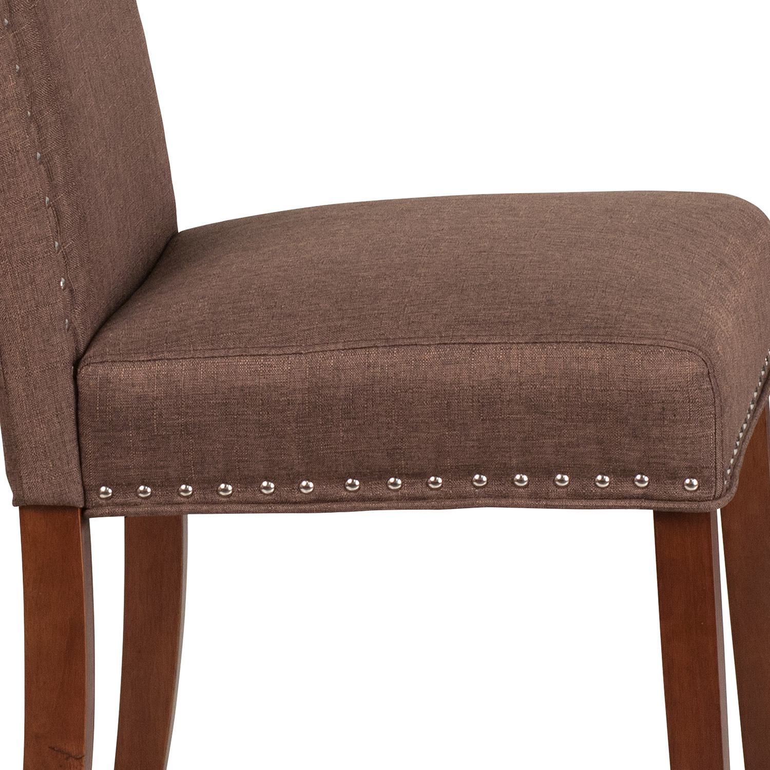 BLNK HERCULES Hampton Hill Series Parsons Chair with Silver Accent Nail Trim - Brown