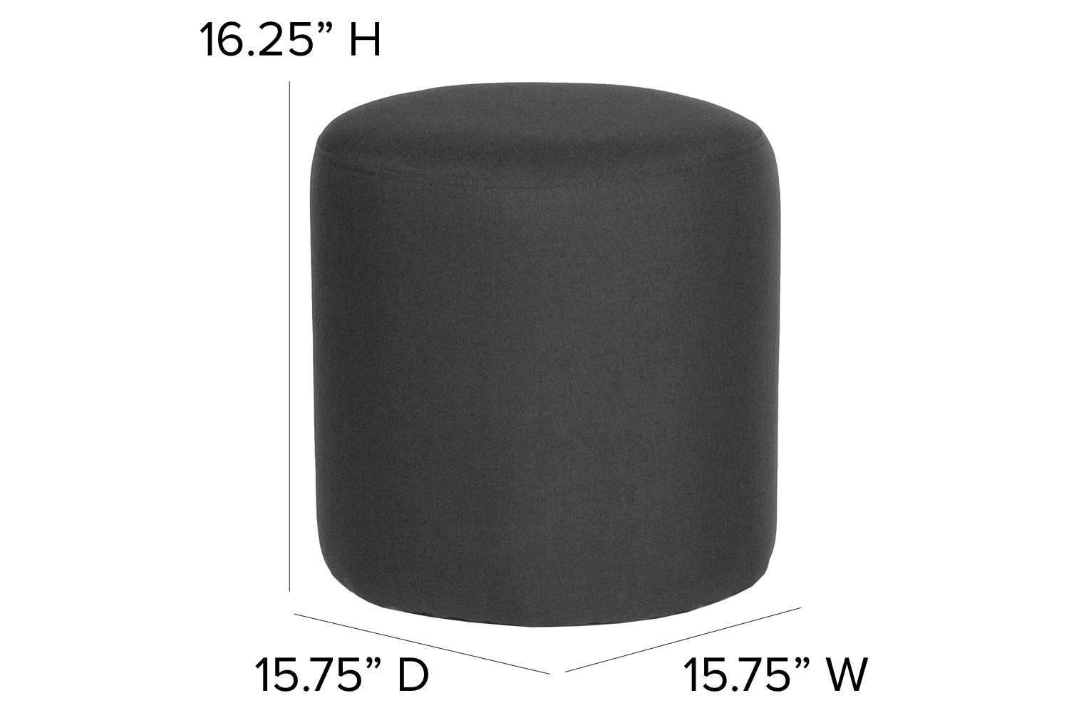 BLNK Barrington Round Fabric Upholstered Round Ottoman Pouf - Black