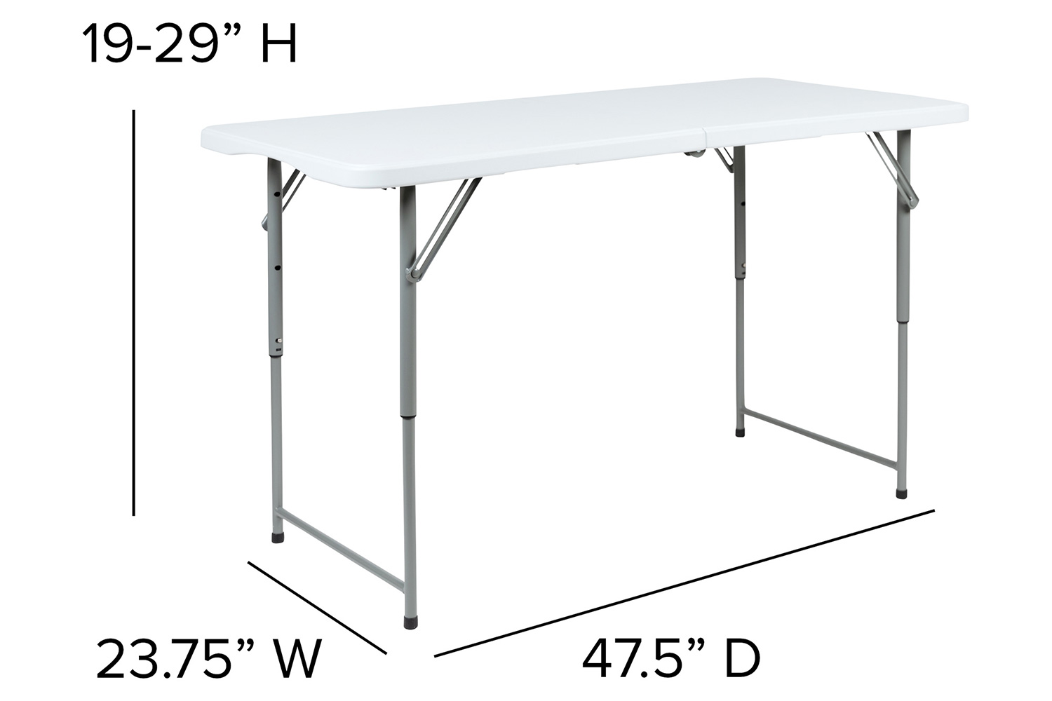 BLNK - Granite White Plastic 3 Height Adjustable Bi-Fold Folding Table