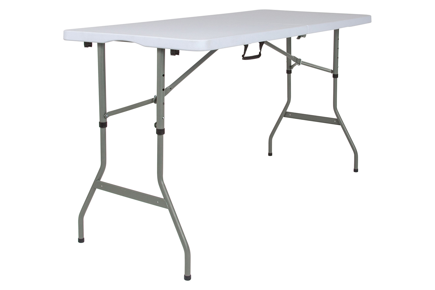 BLNK - Granite White Plastic Height Adjustable Bi-Fold Banquet and Event Folding Table with Carrying Handle