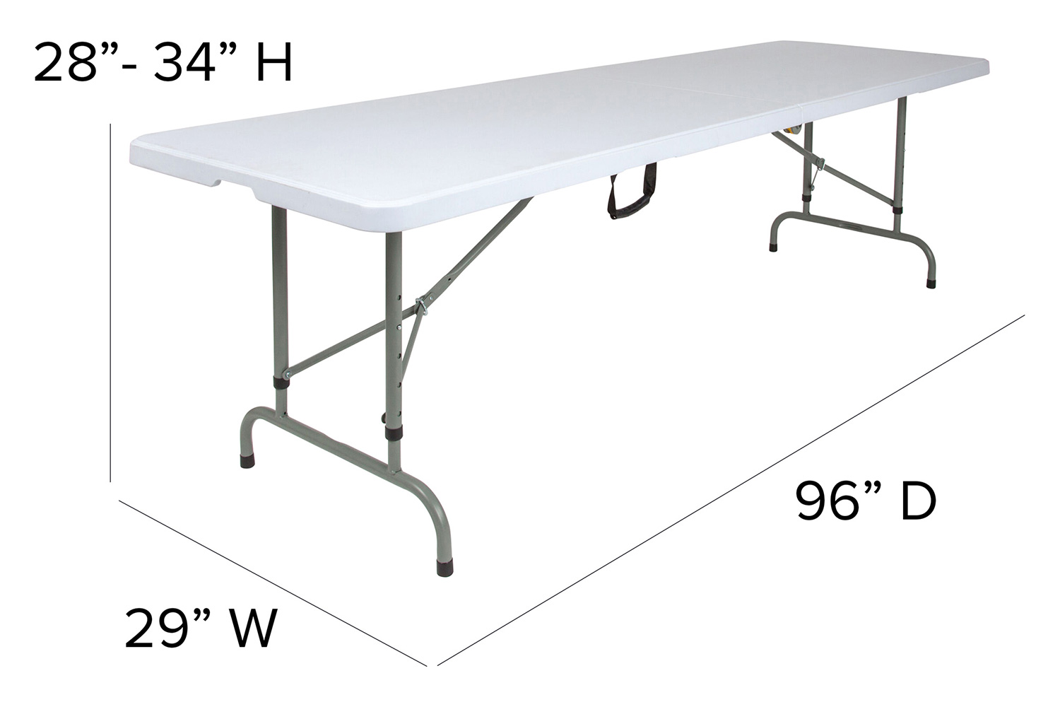 BLNK - Granite White Plastic Height Adjustable Bi-Fold Plastic Banquet and Event Folding Table with Carrying Handle