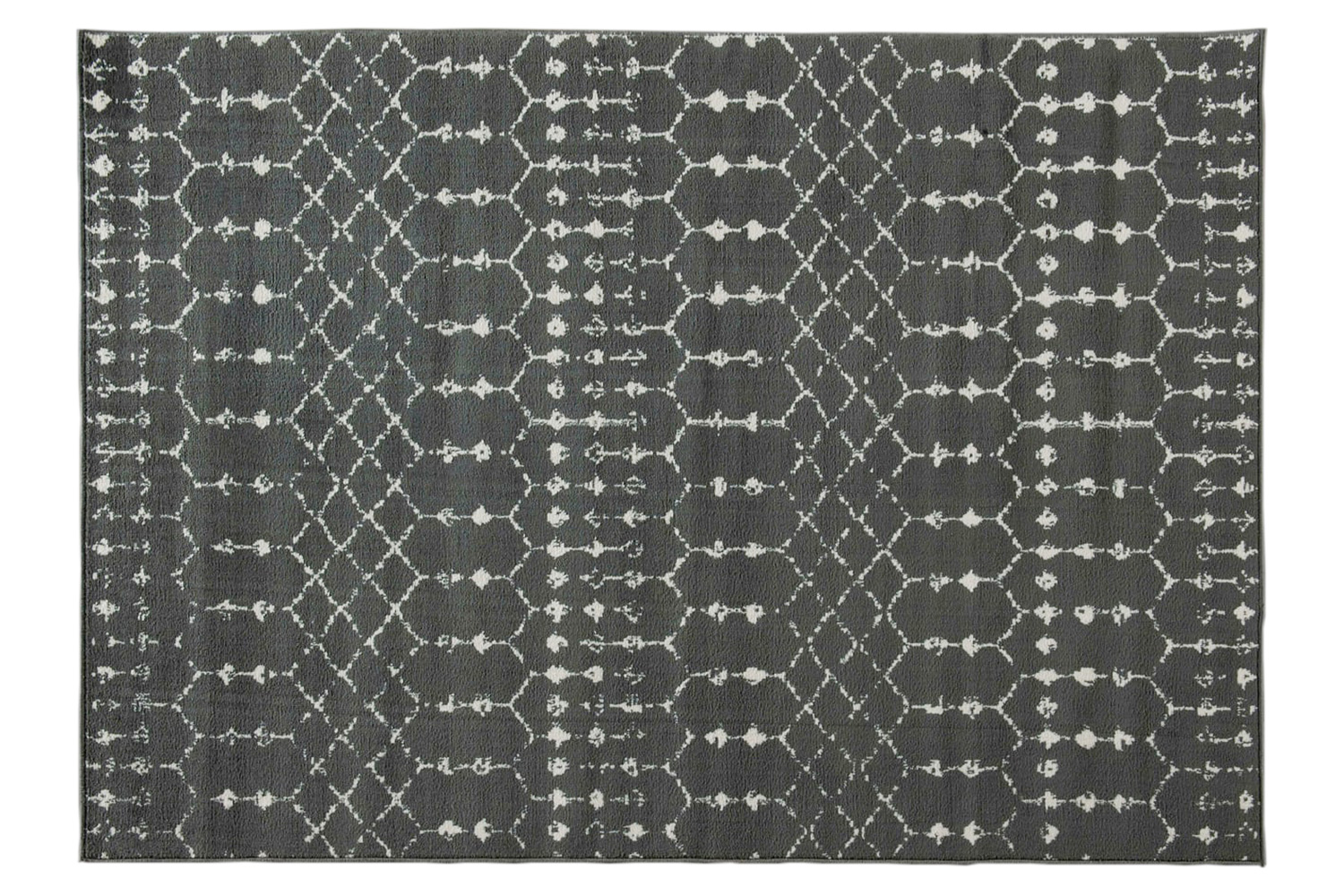 BLNK Beth Geometric Polyester Bohemian Low Pile Rug - Dark Gray/Ivory, 5'W x 7'L