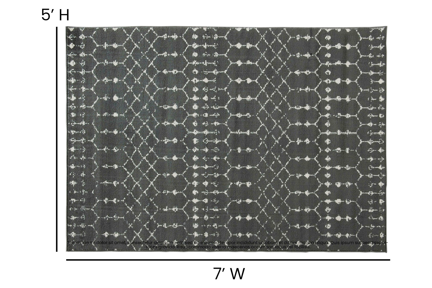 BLNK Beth Geometric Polyester Bohemian Low Pile Rug - Dark Gray/Ivory, 5'W x 7'L