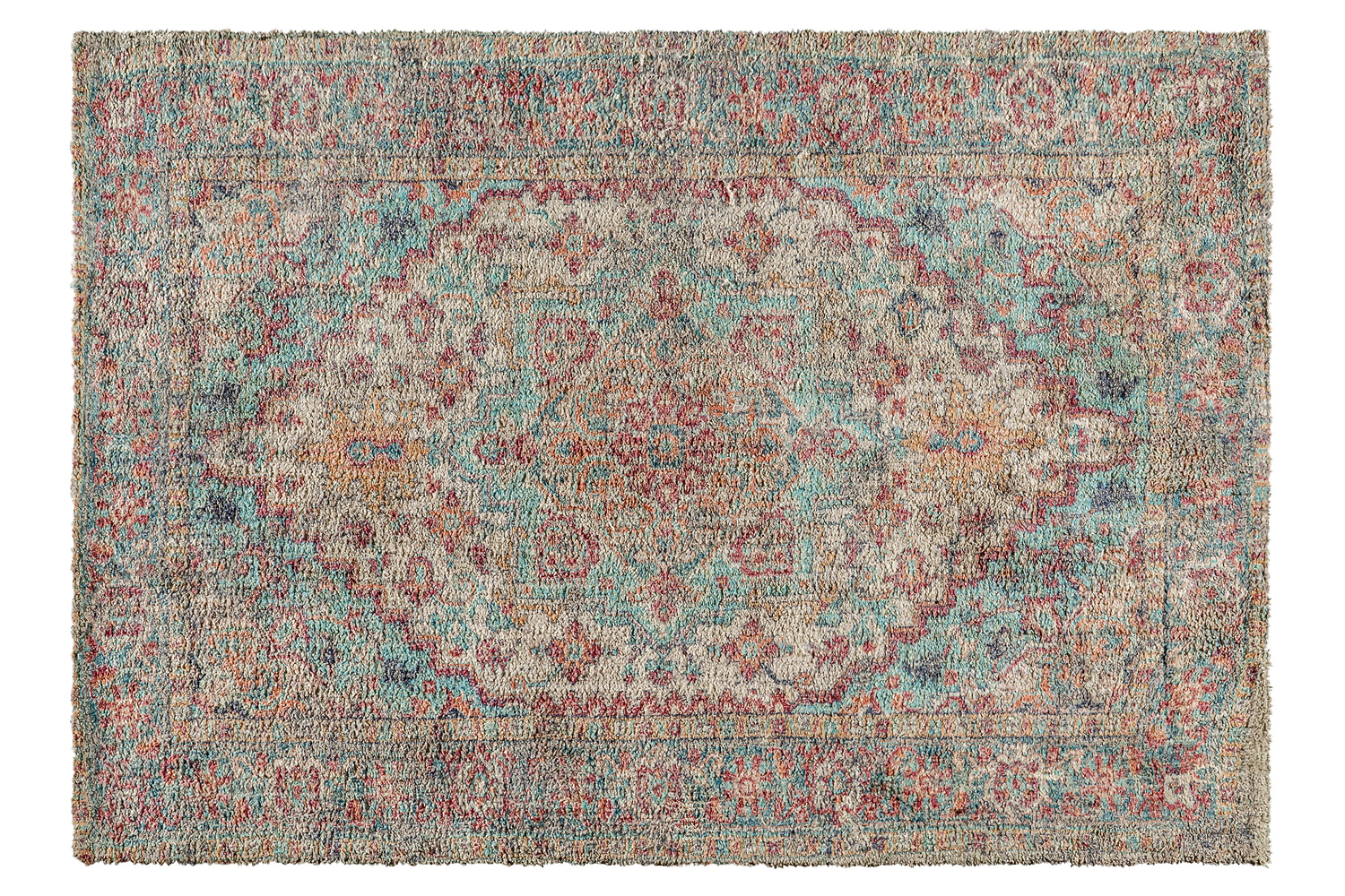 BLNK Katherine Distressed Vintage Medallion Polyester Area Rug - Blue, 5'W x 7'L