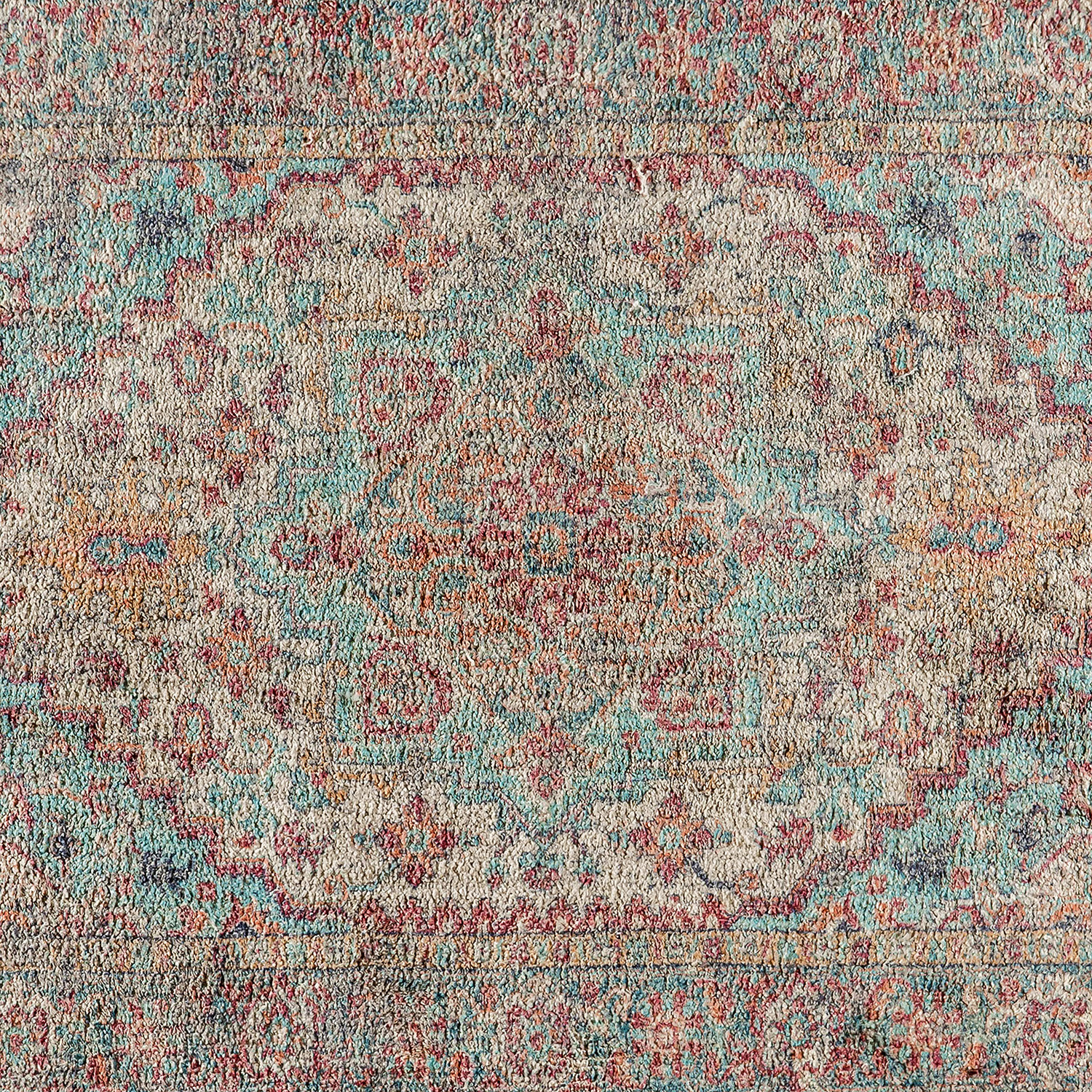 BLNK Katherine Distressed Vintage Medallion Polyester Area Rug - Blue, 5'W x 7'L