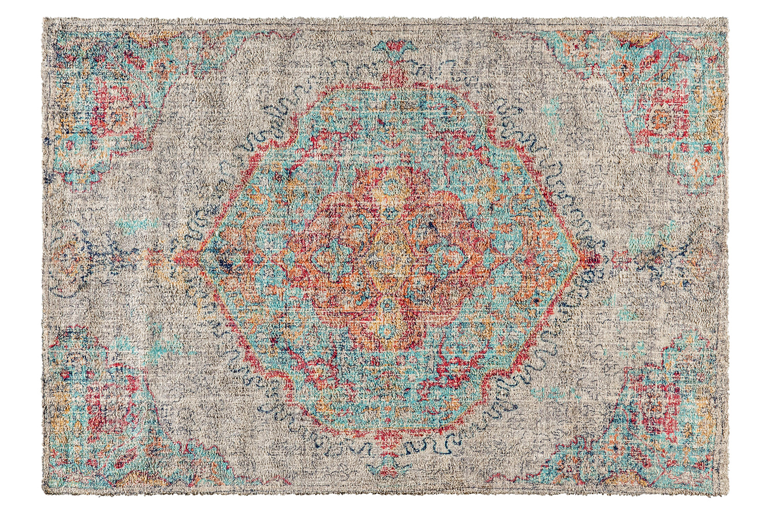 BLNK Katherine Distressed Medallion Polyester Area Rug - Gray, 5'W x 7'L