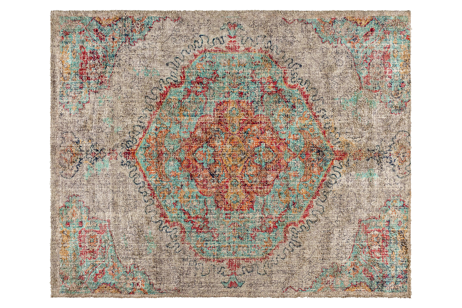 BLNK Katherine Distressed Medallion Polyester Area Rug - Gray, 8'W x 10'L