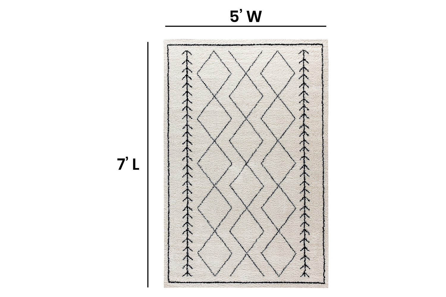 BLNK Roxy Geometric Style Diamond Trellis Area Rug - Ivory, 5'W x 7'L