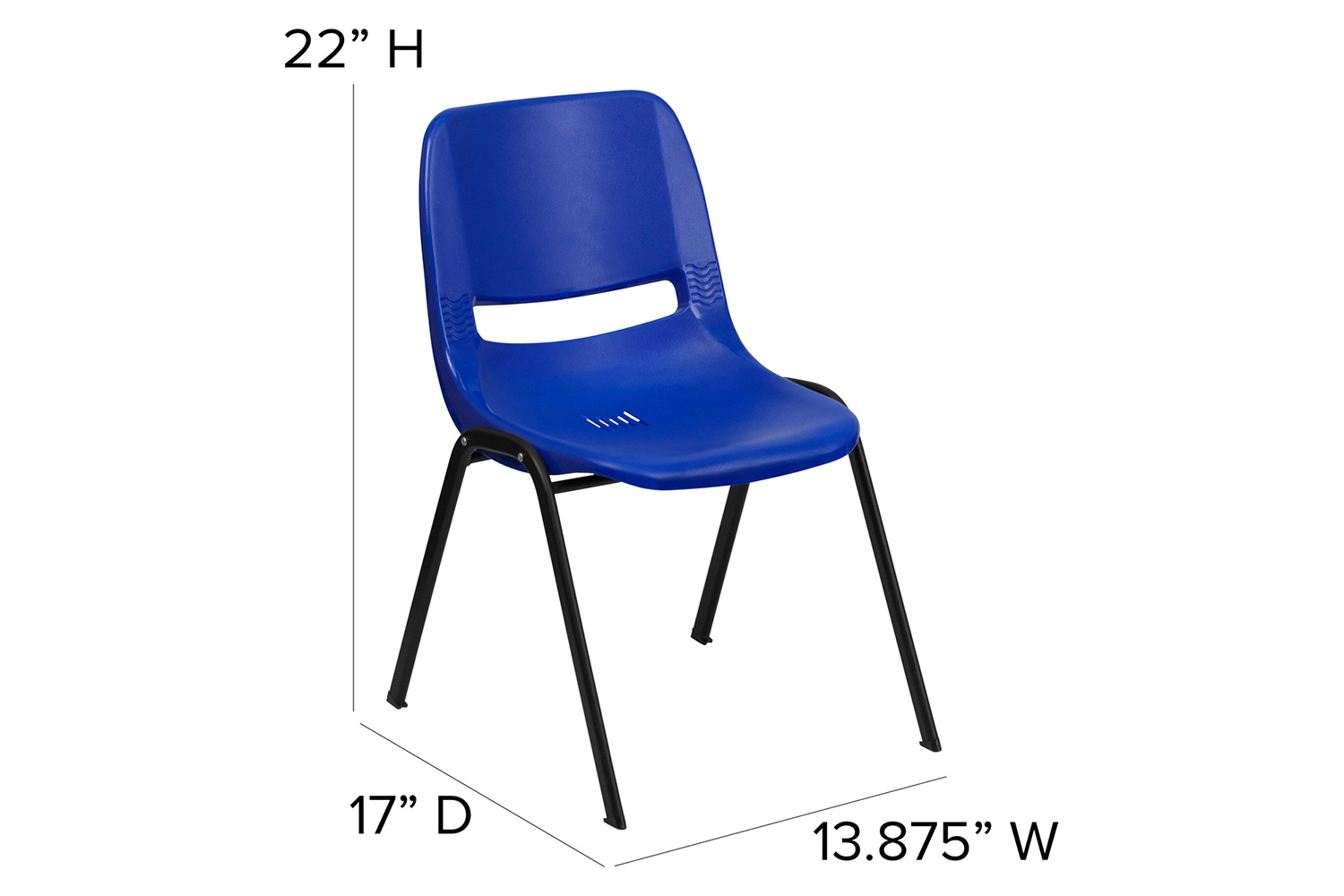 BLNK HERCULES Series Ergonomic Shell Stack Chair - Navy/Black, 12"H Seat