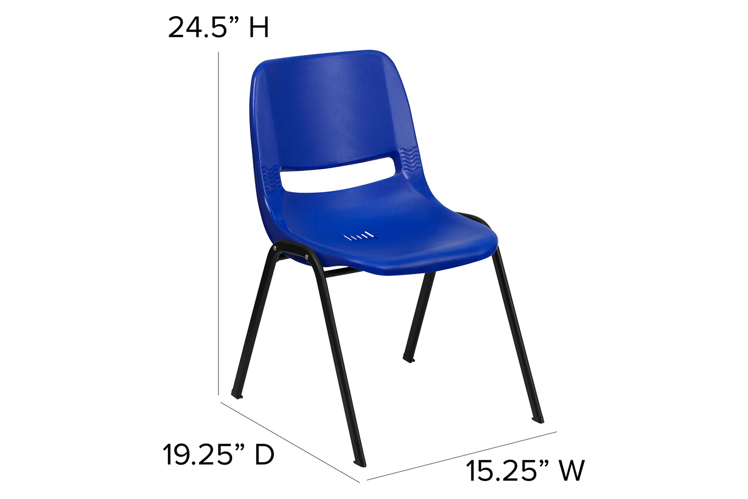 BLNK HERCULES Series Ergonomic Shell Stack Chair - Navy/Black, 14"H Seat