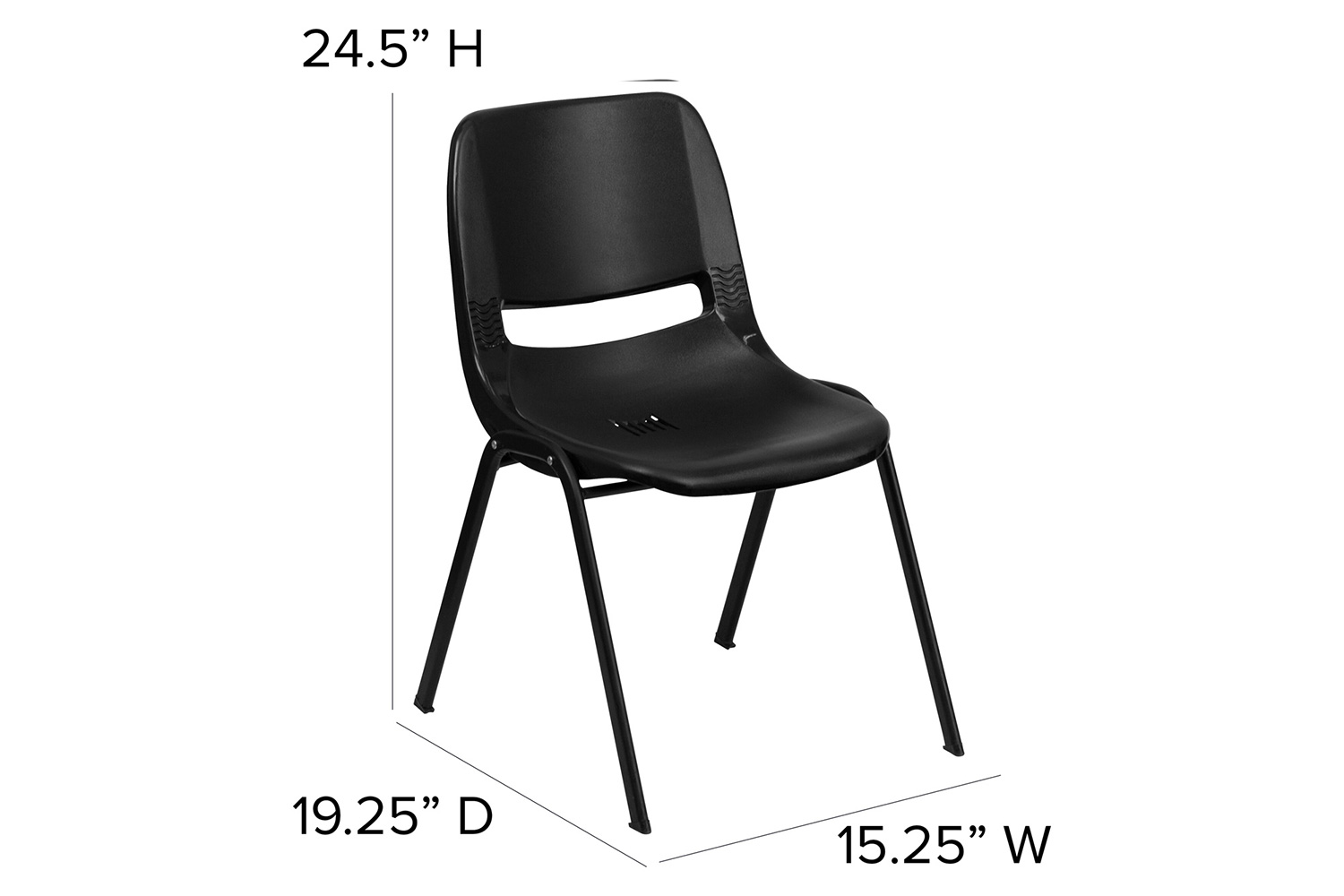 BLNK HERCULES Series Ergonomic Shell Stack Chair - Black, 14"H Seat