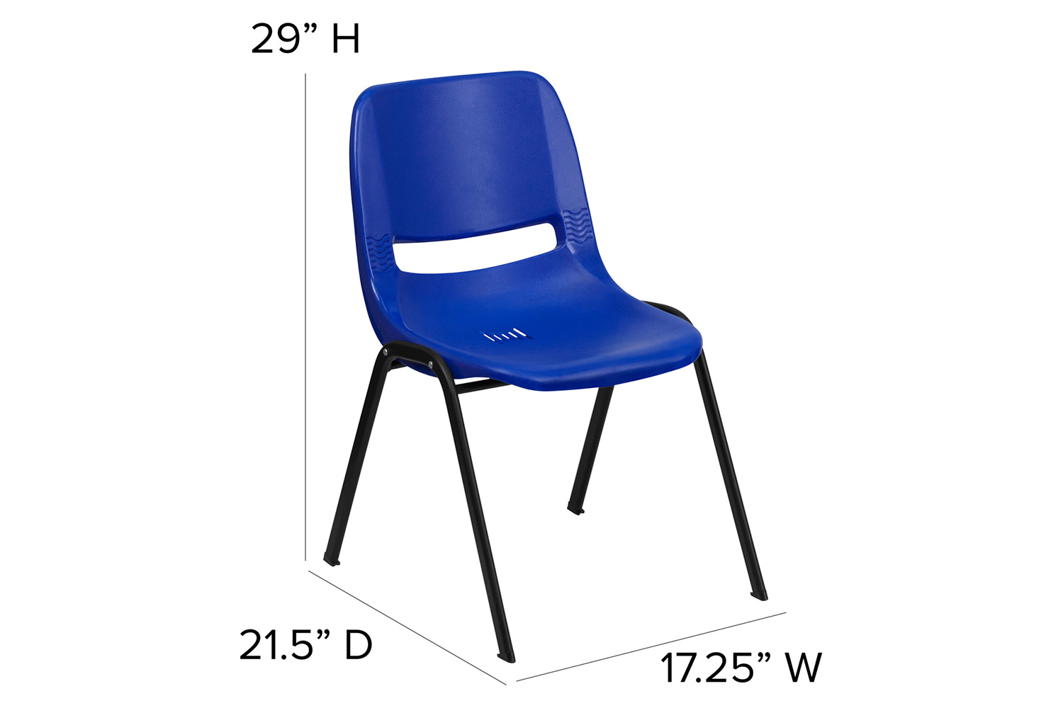 BLNK HERCULES Series Ergonomic Shell Stack Chair - Navy/Black, 16"H Seat