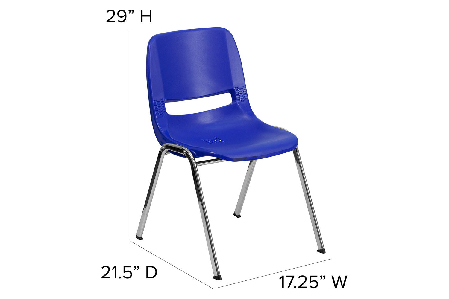 BLNK HERCULES Series Ergonomic Shell Stack Chair - Navy/Chrome, 16"H Seat