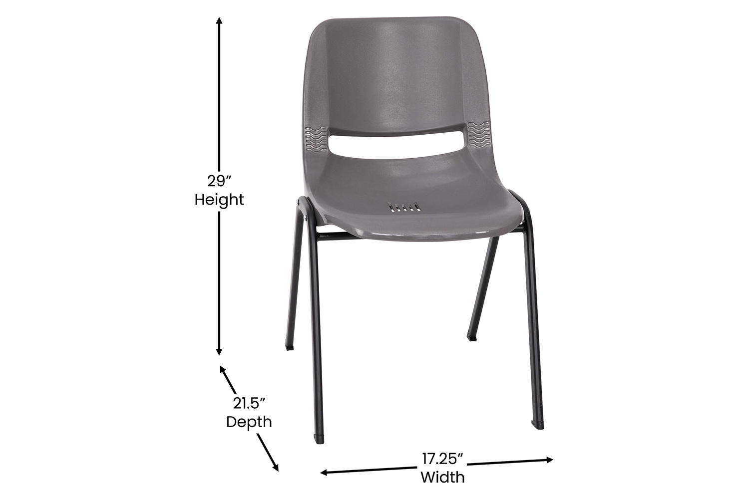 BLNK HERCULES Series Ergonomic Shell Stack Chair - Powder-Gray/Black, 16"H Seat