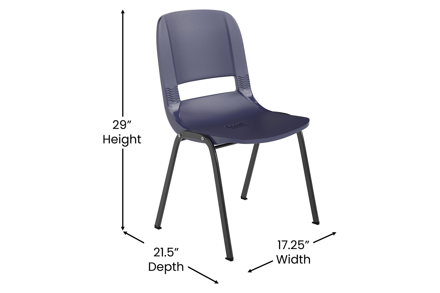 BLNK HERCULES Series Ergonomic Shell Stack Chair - Powder-Navy/Black, 16"H Seat