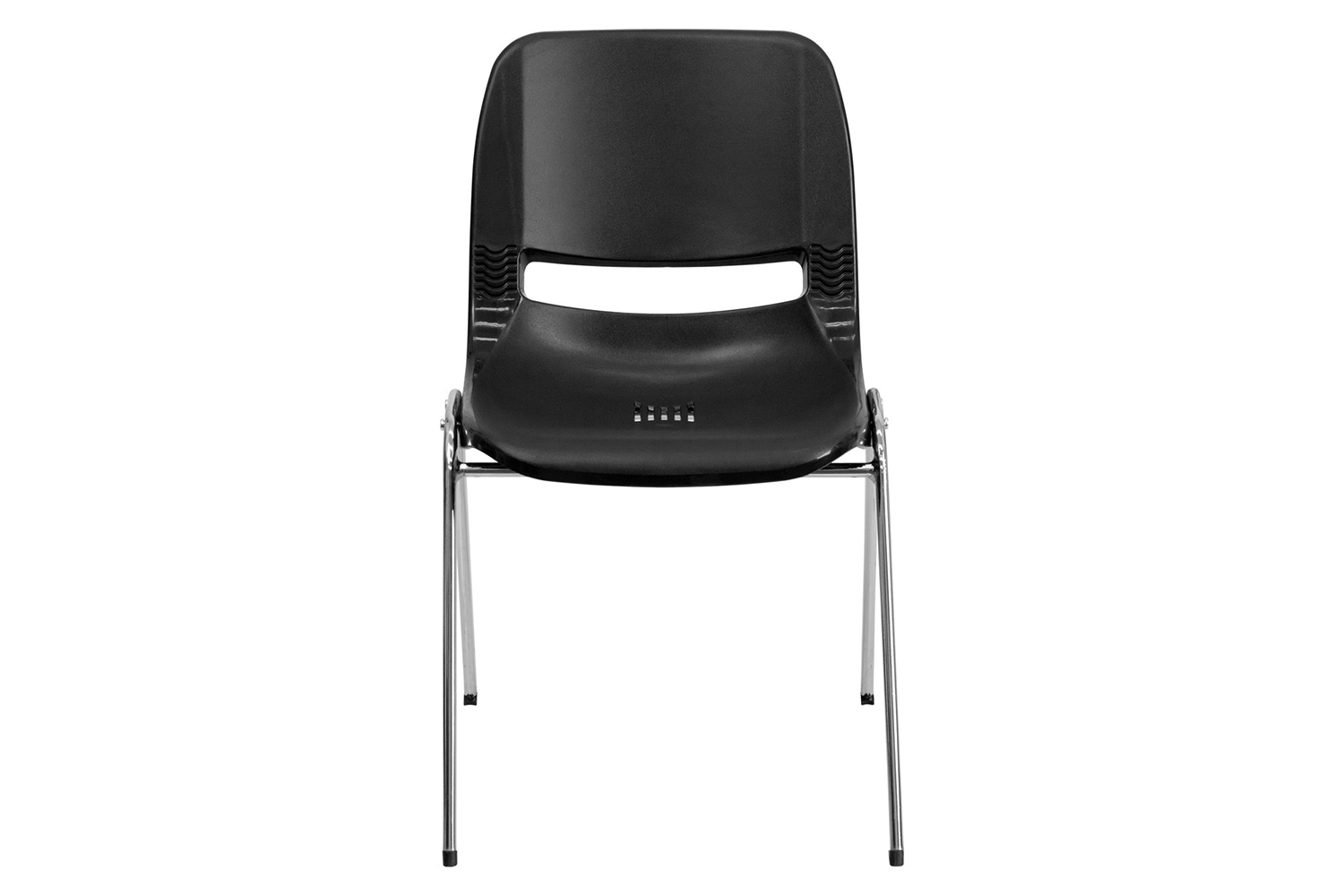 BLNK HERCULES Series Ergonomic Shell Stack Chair - Black/Chrome, 18"H Seat