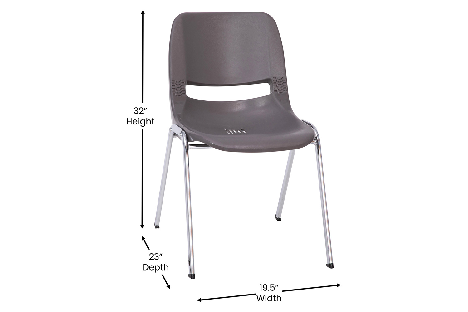 BLNK HERCULES Series Ergonomic Shell Stack Chair - Gray/Chrome, 18"H Seat