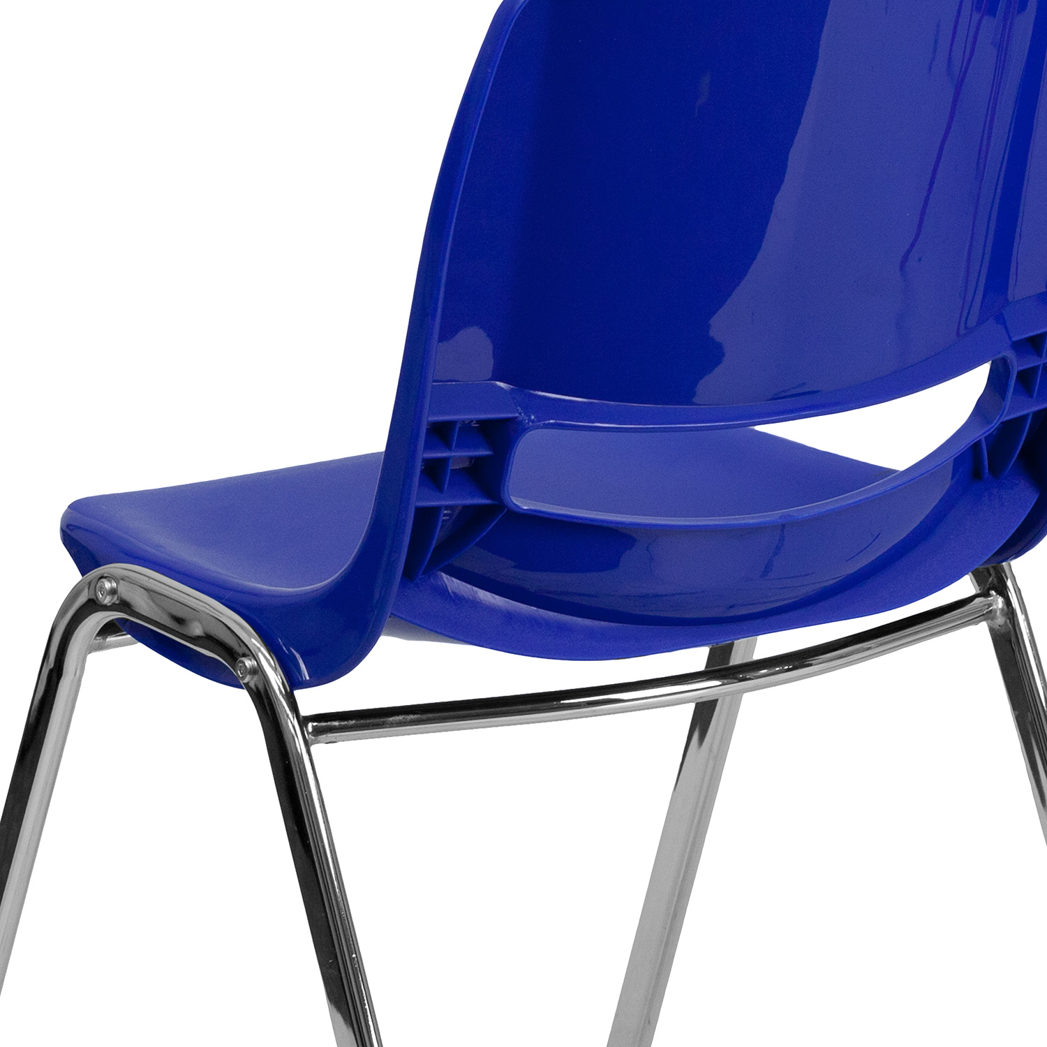 BLNK HERCULES Series Ergonomic Shell Stack Chair - Navy/Chrome, 18"H Seat