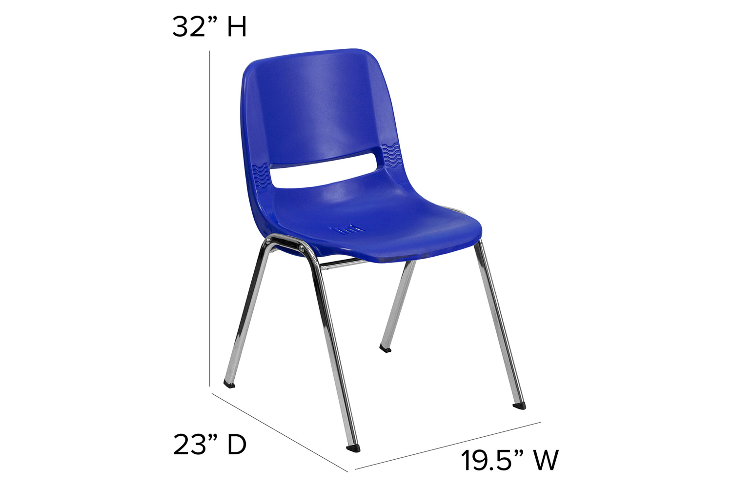 BLNK HERCULES Series Ergonomic Shell Stack Chair - Navy/Chrome, 18"H Seat