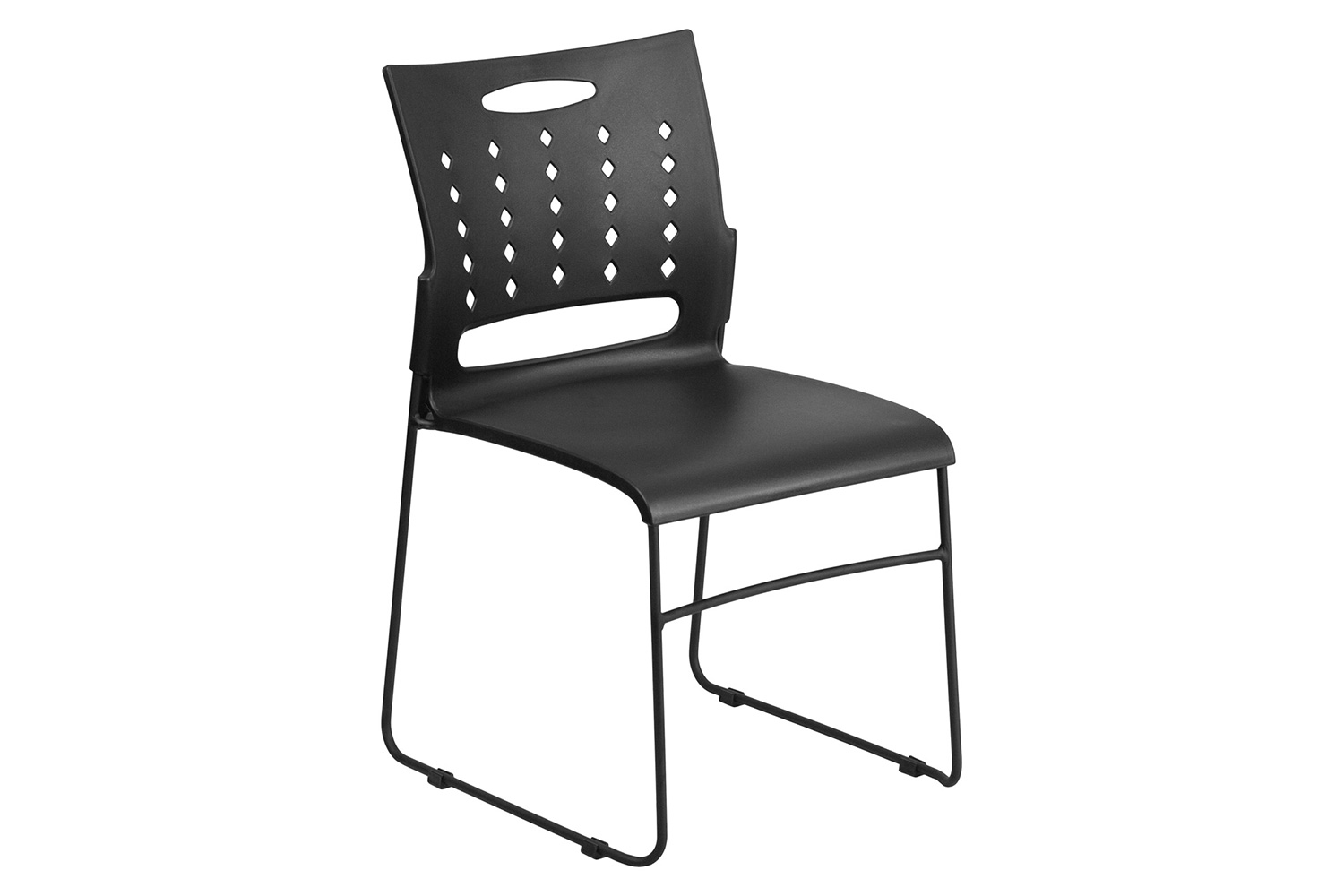 BLNK HERCULES Series Sled Base Stack Chair with Air-Vent Back - Black