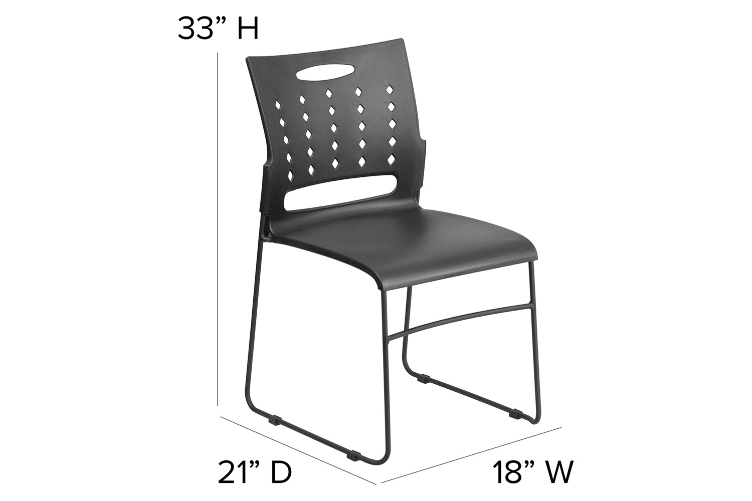 BLNK HERCULES Series Sled Base Stack Chair with Air-Vent Back - Black