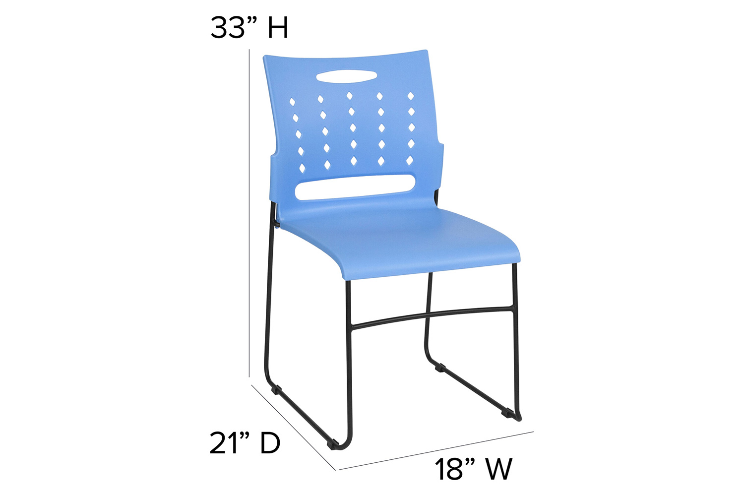 BLNK HERCULES Series Sled Base Stack Chair with Air-Vent Back - Blue