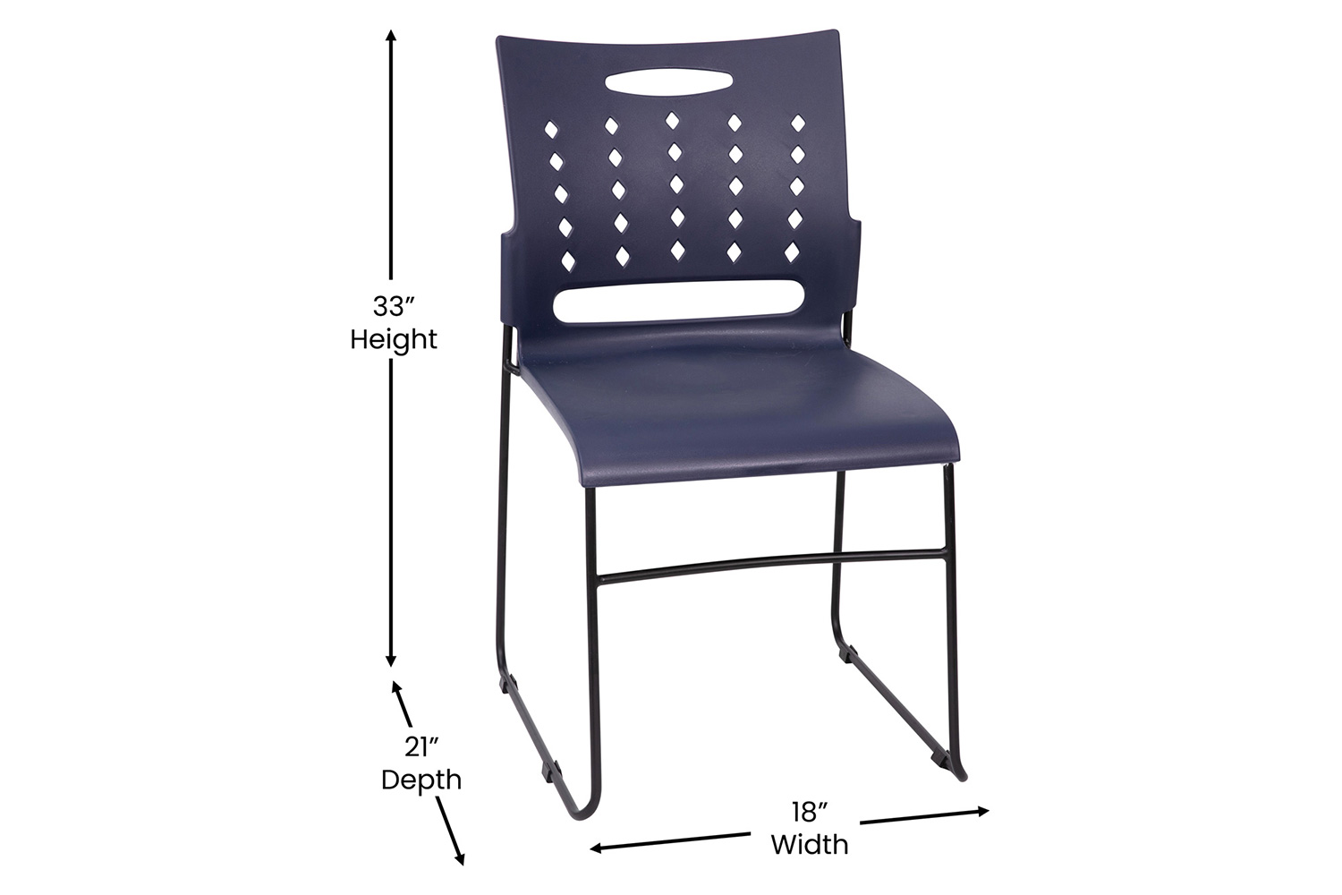 BLNK HERCULES Series Sled Base Stack Chair with Air-Vent Back - Navy