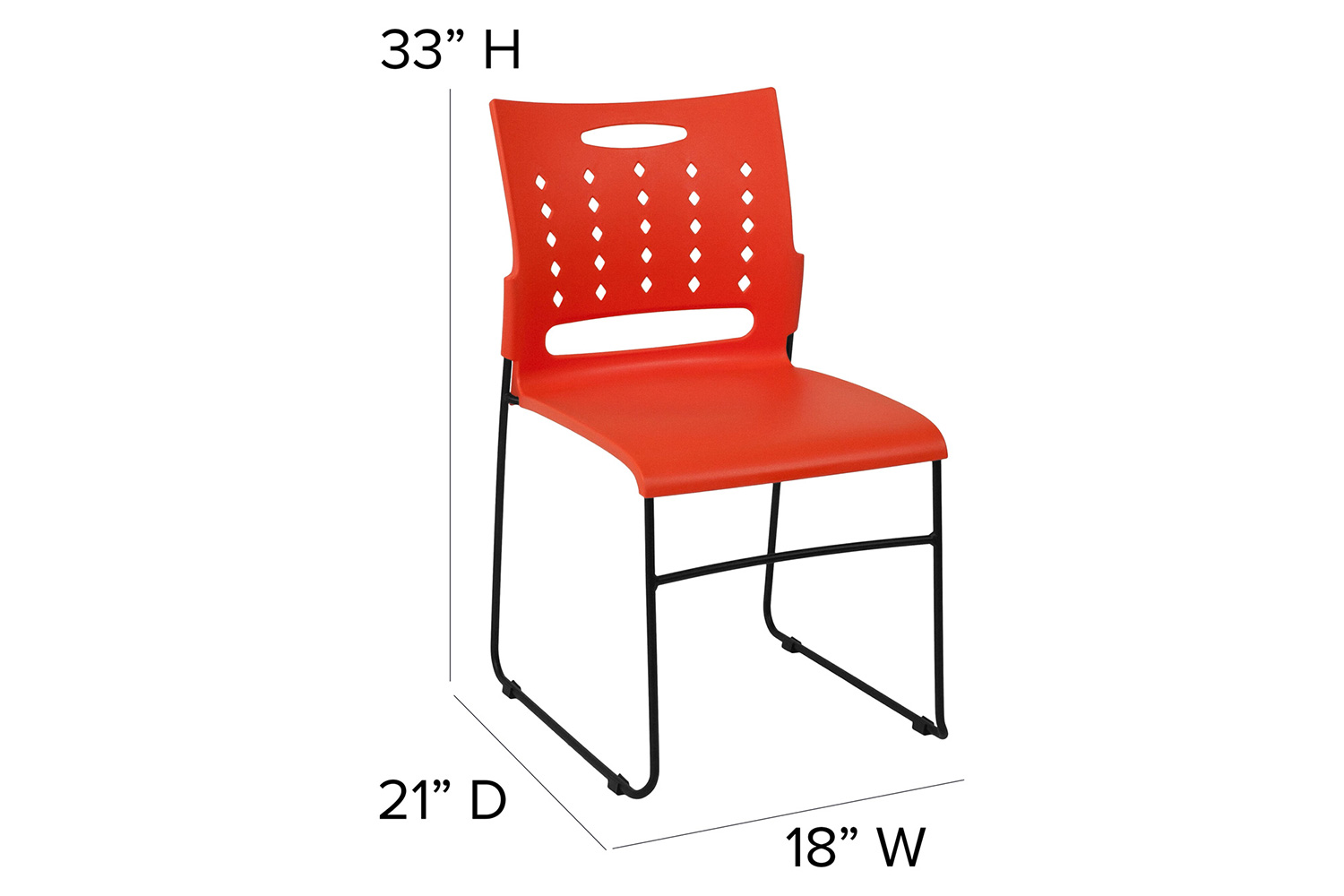 BLNK HERCULES Series Sled Base Stack Chair with Air-Vent Back - Orange