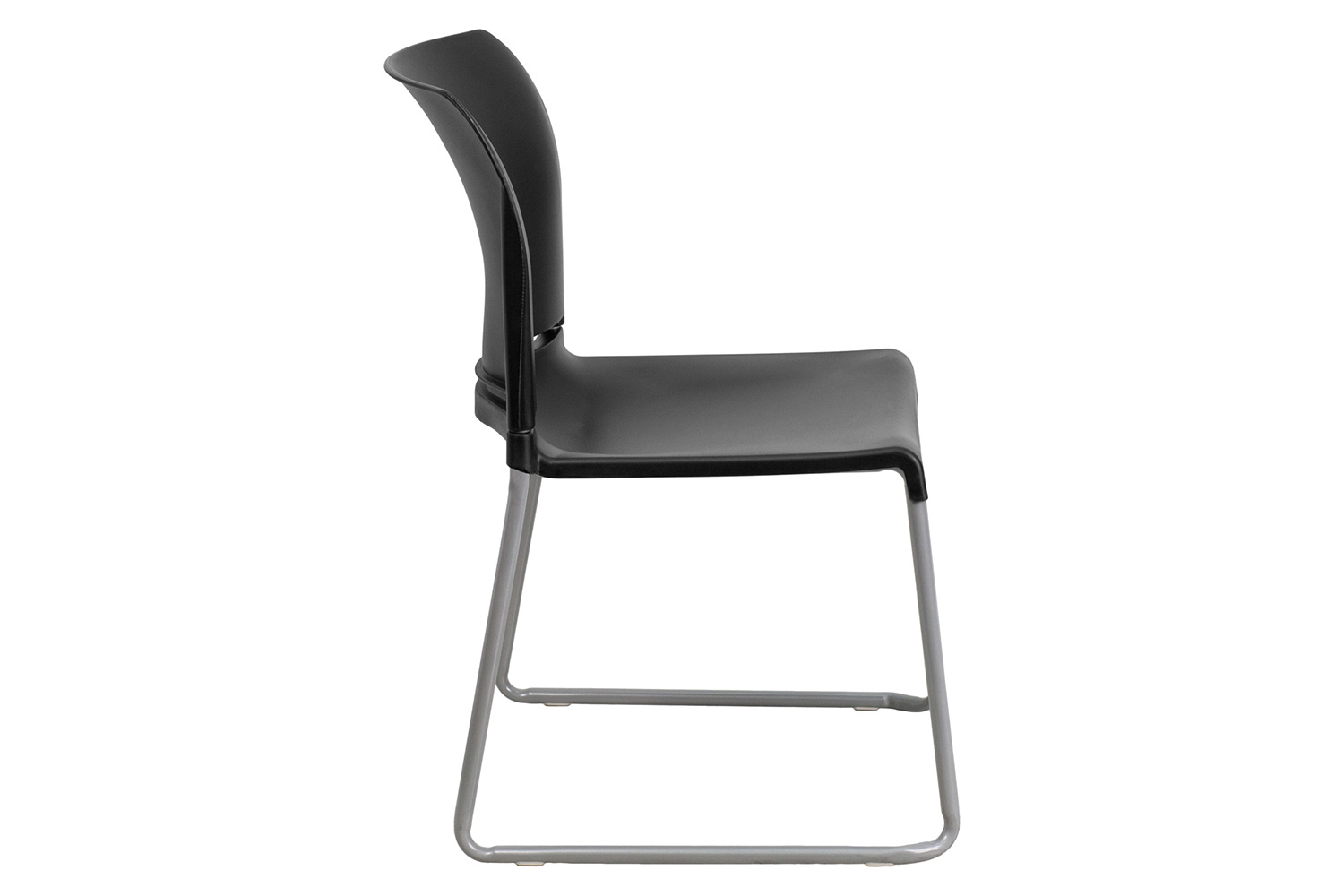 BLNK HERCULES Series Full Back Contoured Stack Chair with Gray Powder Coated Sled Base - Black