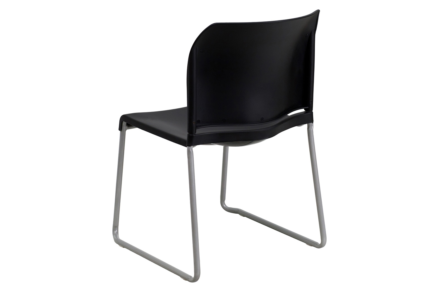 BLNK HERCULES Series Full Back Contoured Stack Chair with Gray Powder Coated Sled Base - Black