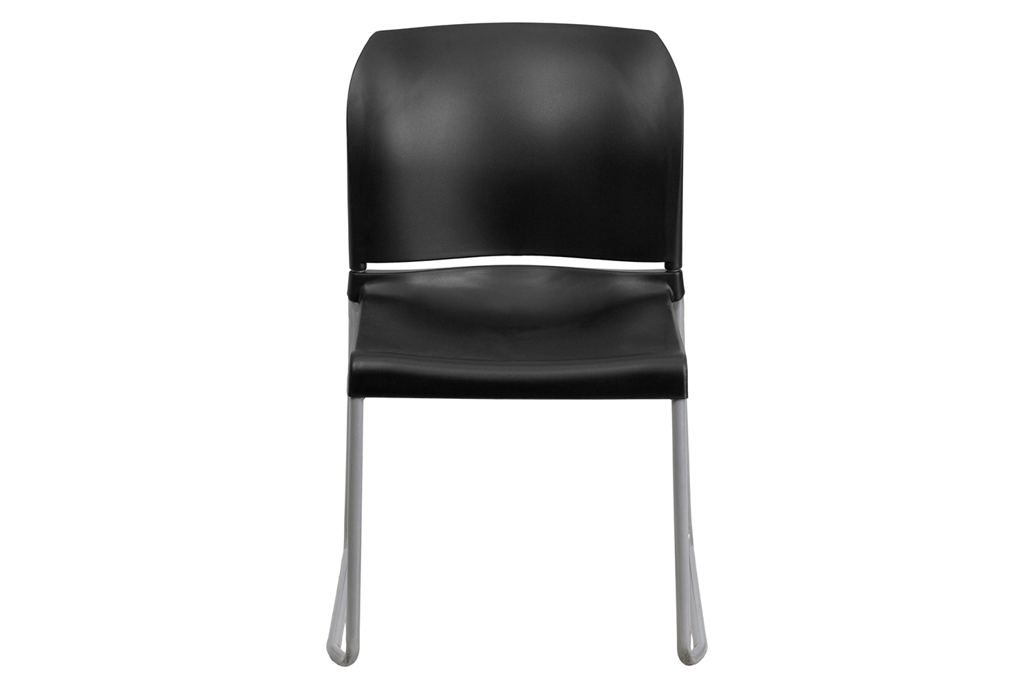 BLNK HERCULES Series Full Back Contoured Stack Chair with Gray Powder Coated Sled Base - Black