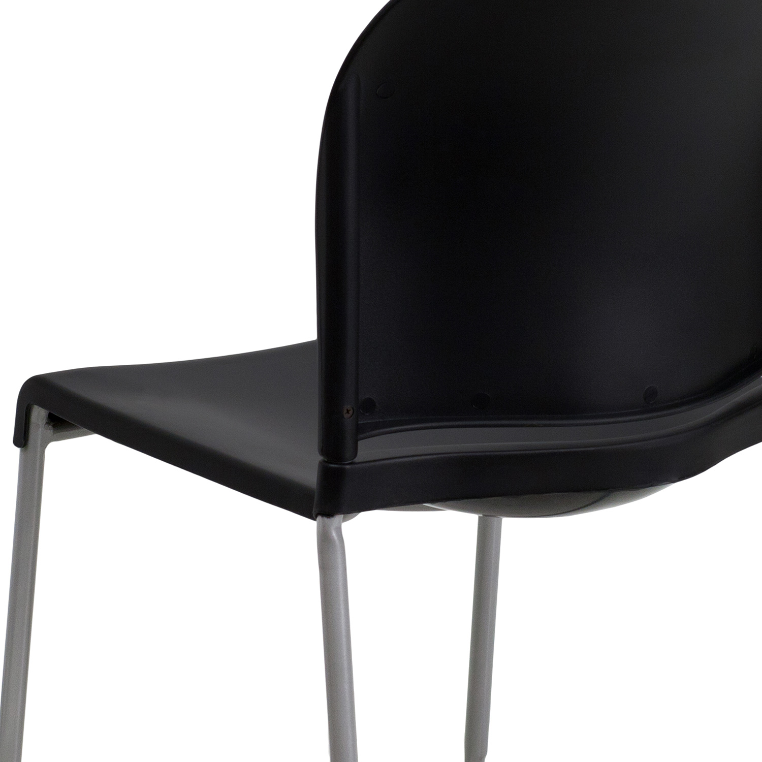 BLNK HERCULES Series Full Back Contoured Stack Chair with Gray Powder Coated Sled Base - Black