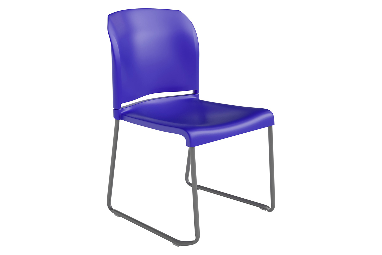 BLNK HERCULES Series Full Back Contoured Stack Chair with Gray Powder Coated Sled Base - Blue