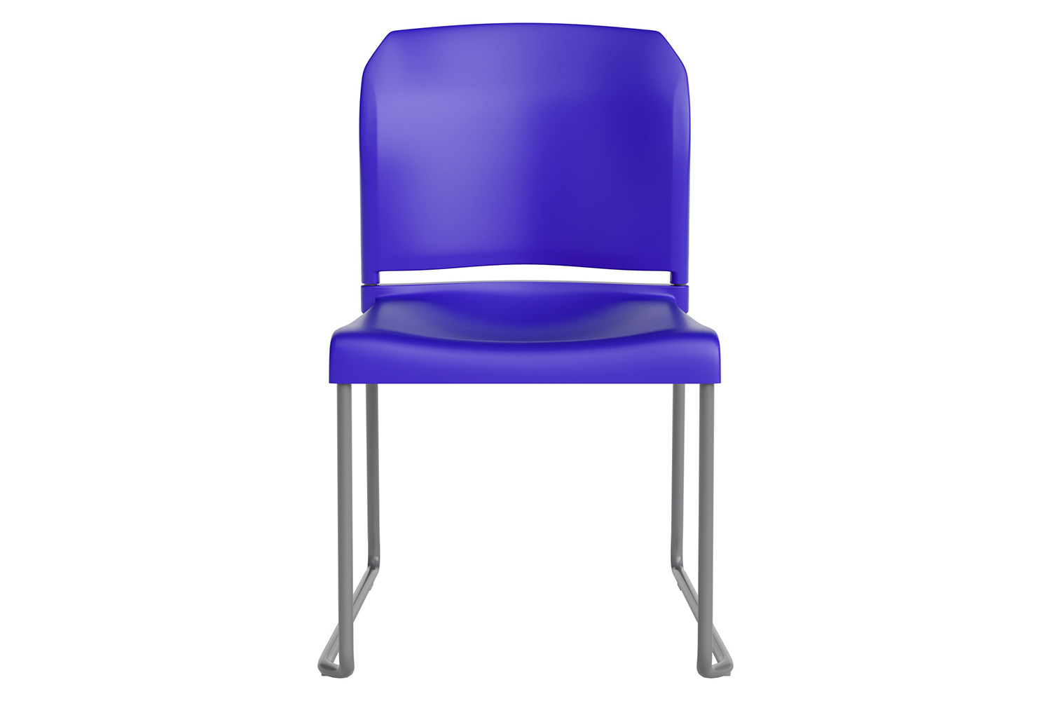 BLNK HERCULES Series Full Back Contoured Stack Chair with Gray Powder Coated Sled Base - Blue