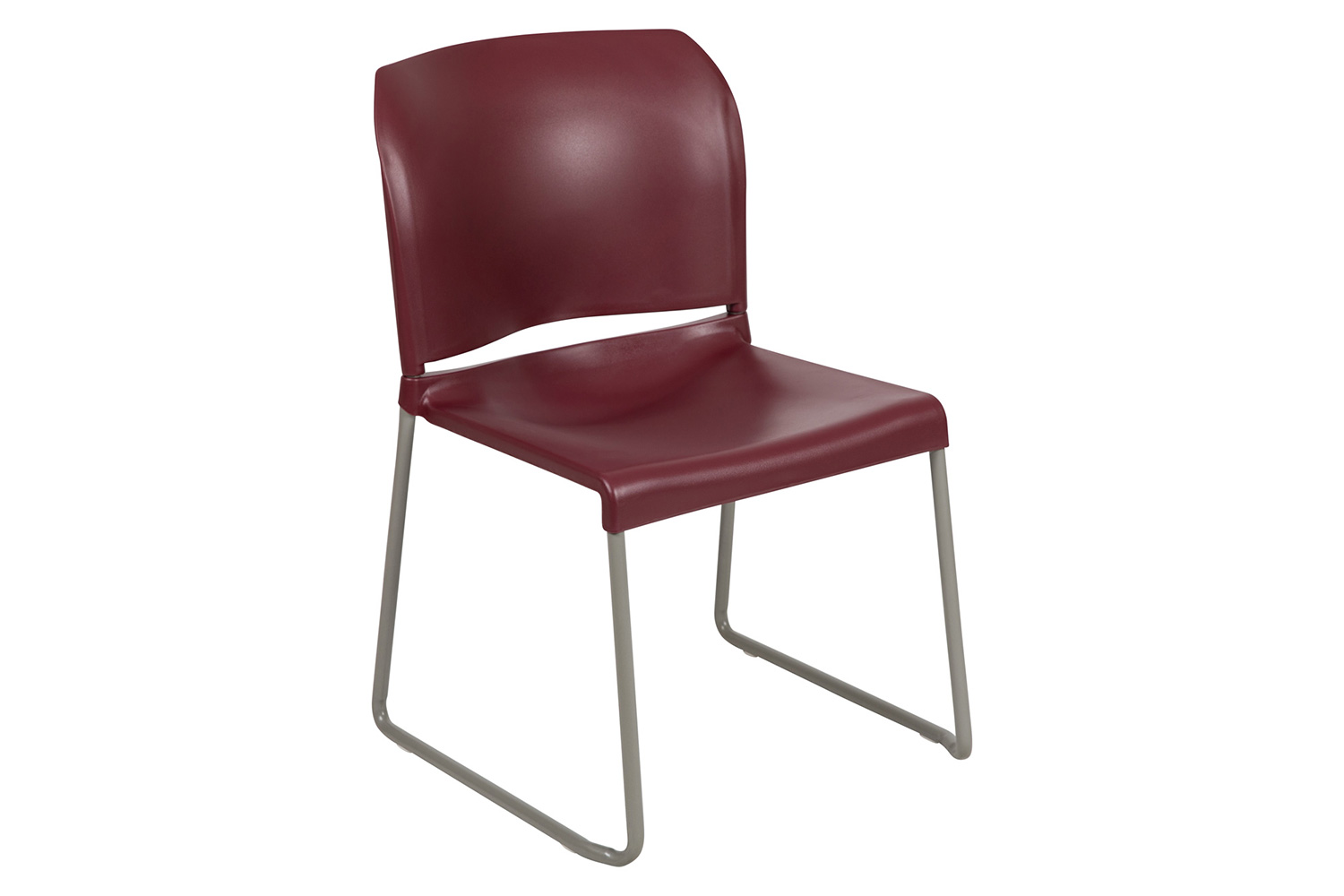BLNK HERCULES Series Full Back Contoured Stack Chair with Gray Powder Coated Sled Base - Burgundy