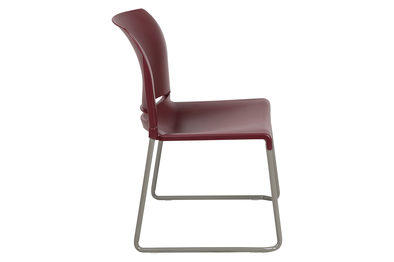 BLNK HERCULES Series Full Back Contoured Stack Chair with Gray Powder Coated Sled Base - Burgundy