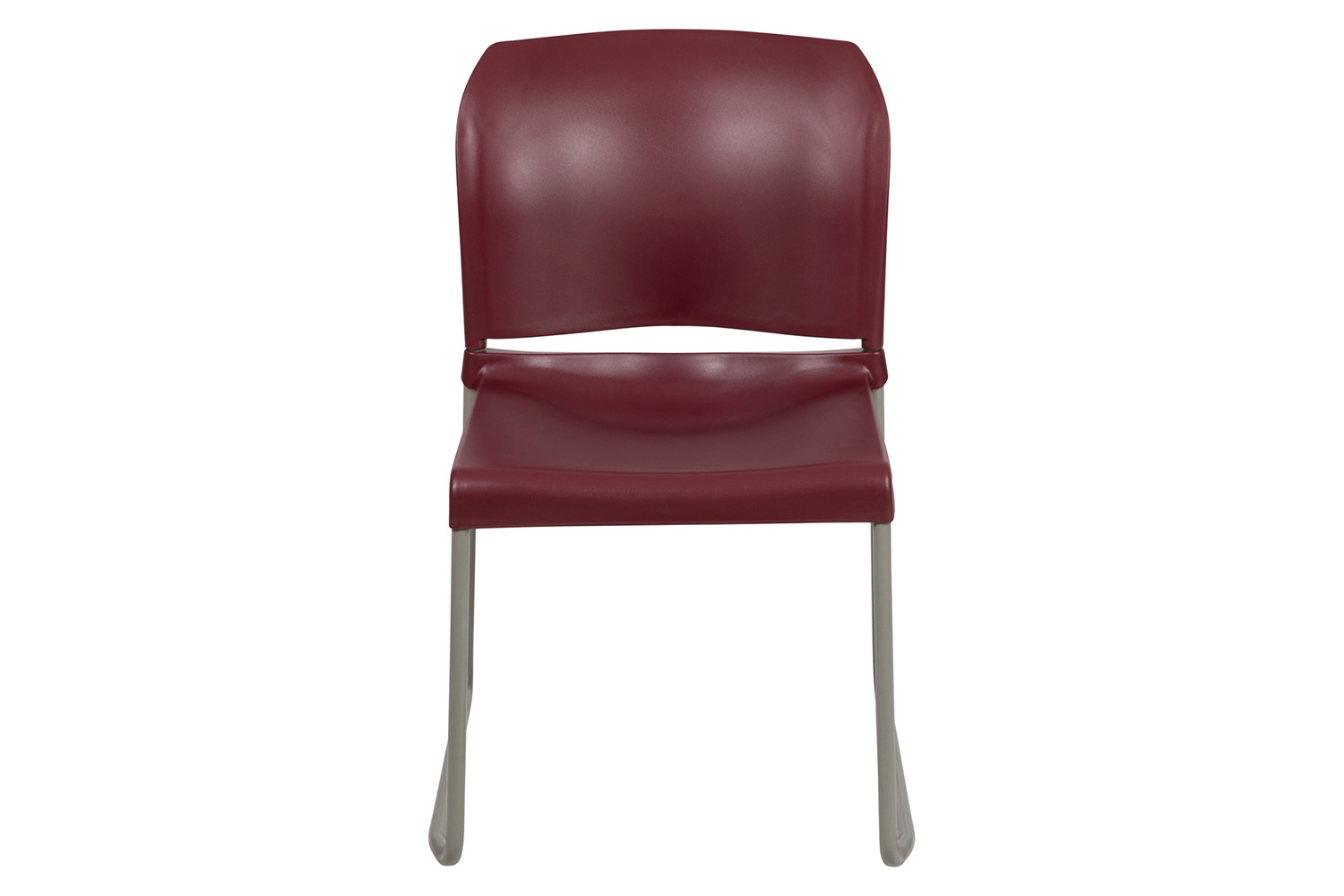 BLNK HERCULES Series Full Back Contoured Stack Chair with Gray Powder Coated Sled Base - Burgundy