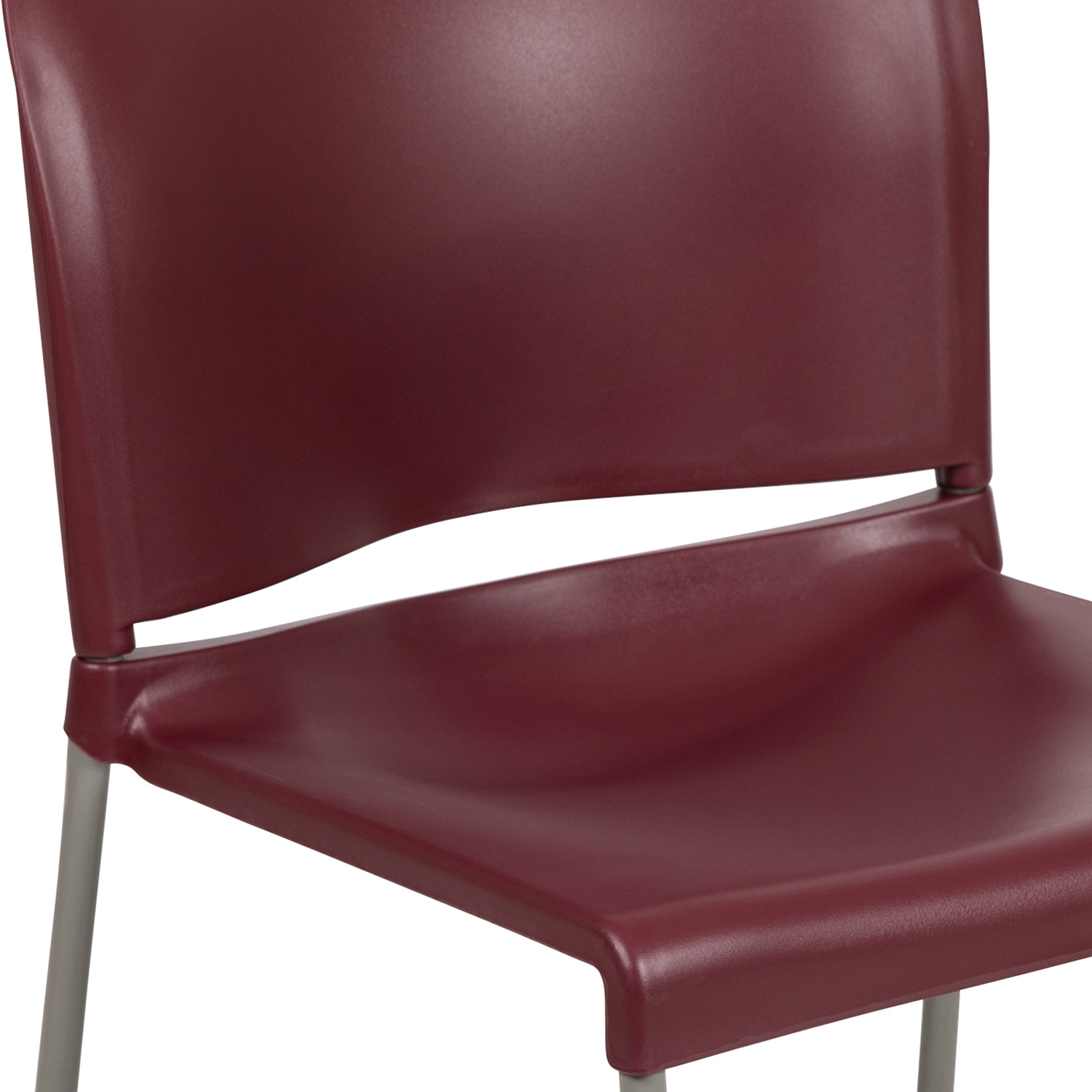 BLNK HERCULES Series Full Back Contoured Stack Chair with Gray Powder Coated Sled Base - Burgundy