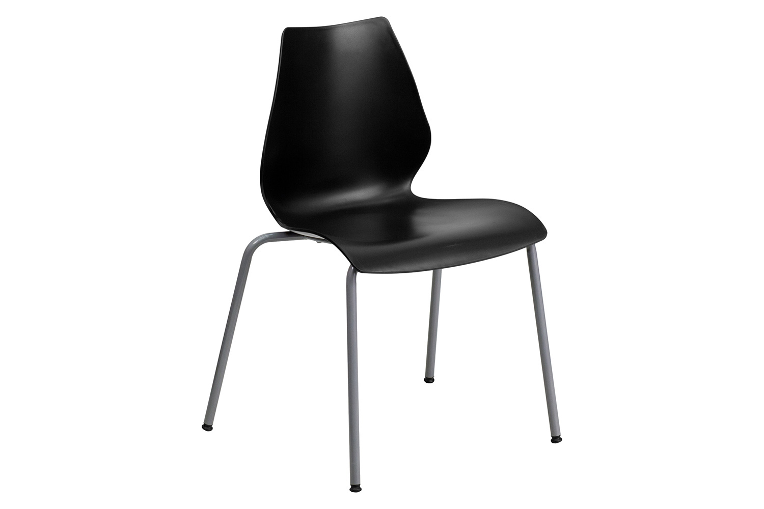 BLNK HERCULES Series Stack Chair with Lumbar Support and Silver Frame - Black