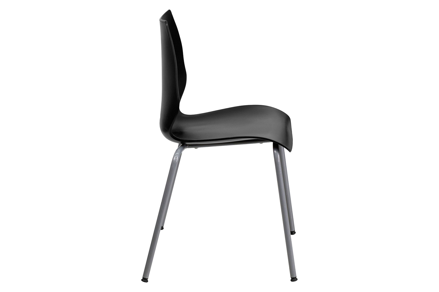 BLNK HERCULES Series Stack Chair with Lumbar Support and Silver Frame - Black