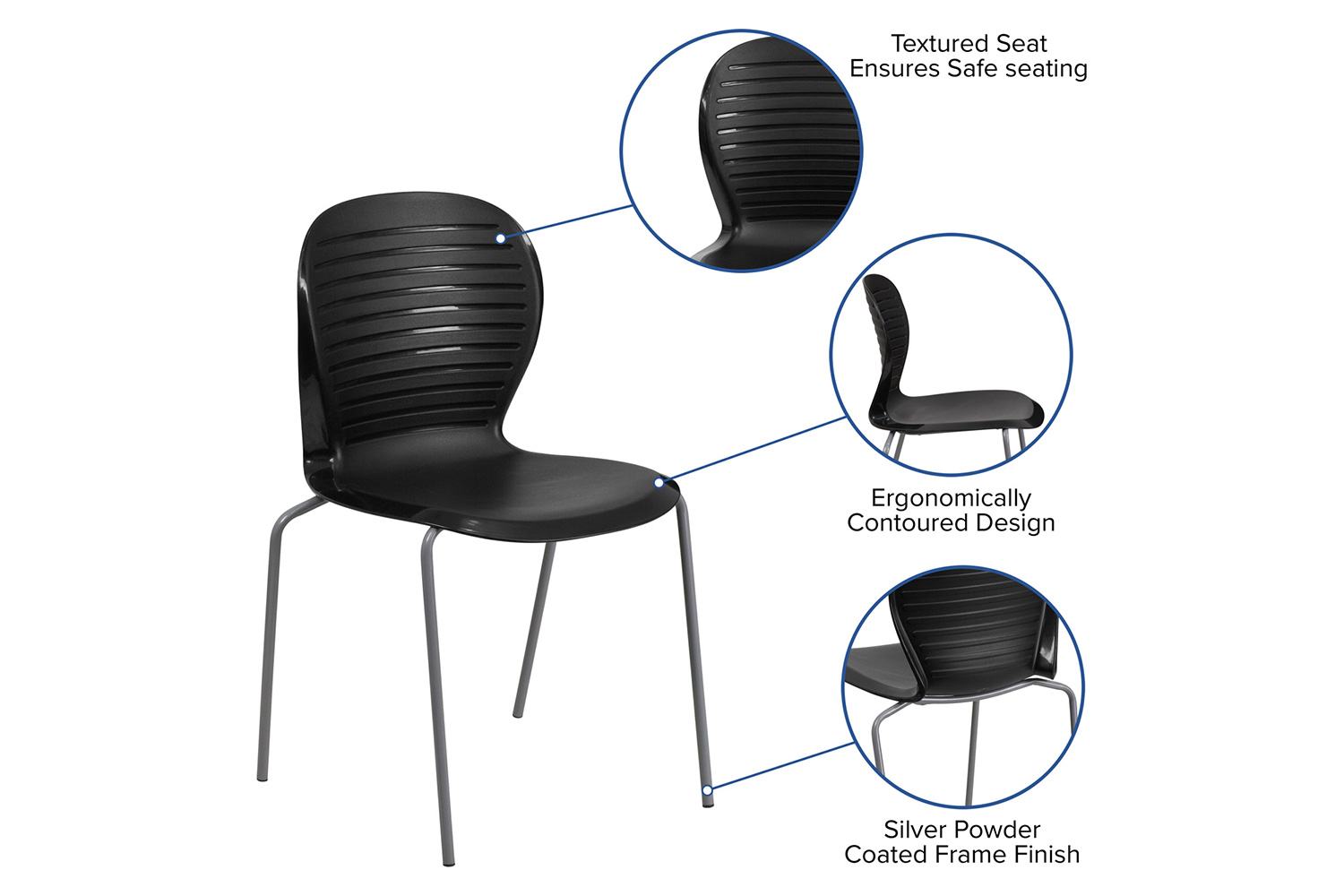 BLNK HERCULES Series Stack Chair - Black, 551 lb.