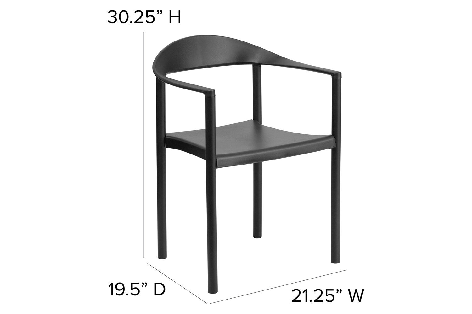 BLNK HERCULES Series Plastic Cafe Stack Chair - Black
