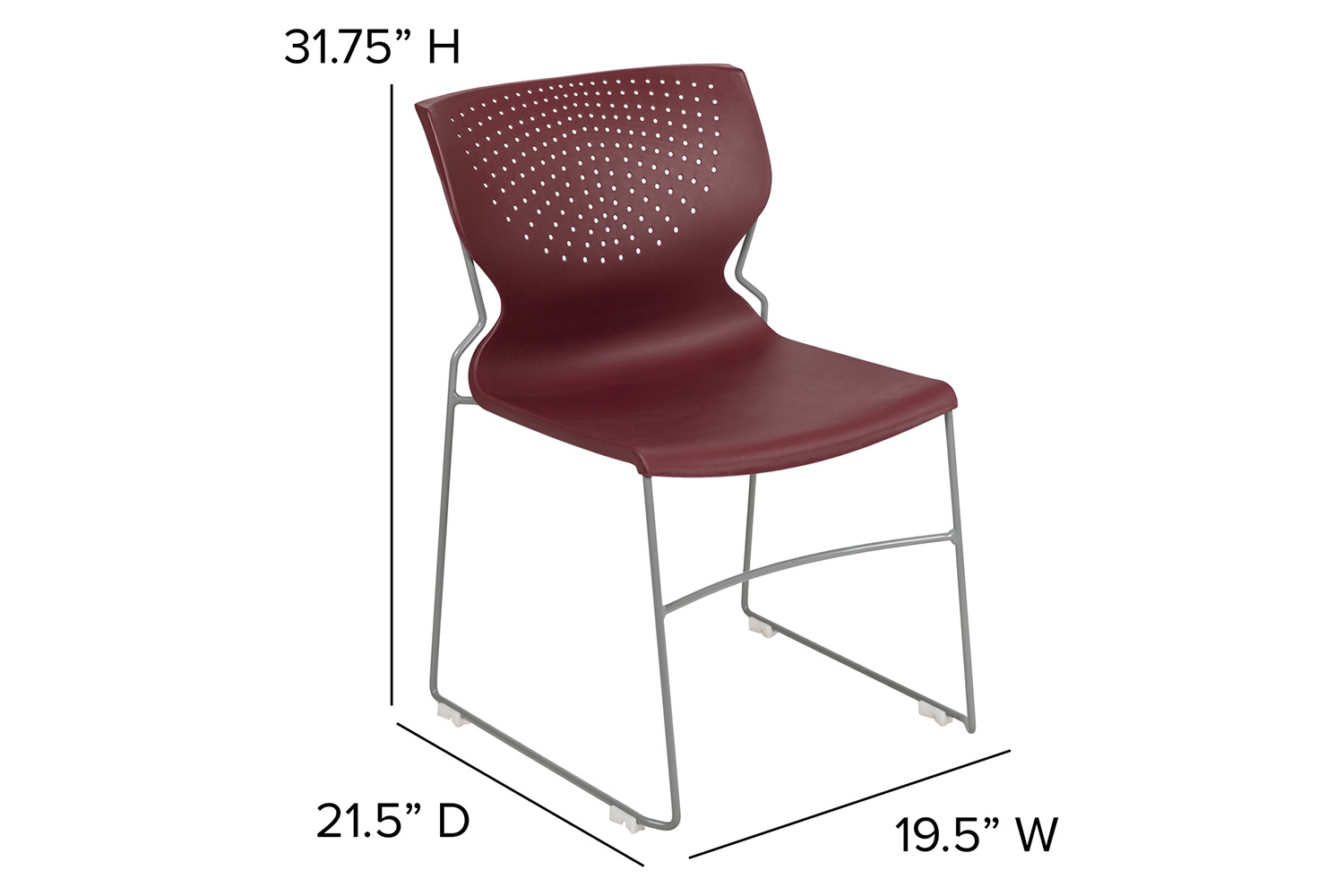 BLNK HERCULES Series Full Back Stack Chair with Gray Powder Coated Frame - Burgundy
