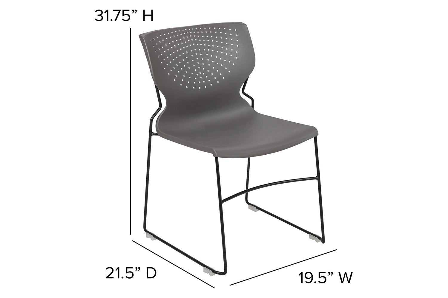 BLNK HERCULES Series Full Back Stack Chair with Powder Coated Frame - Gray