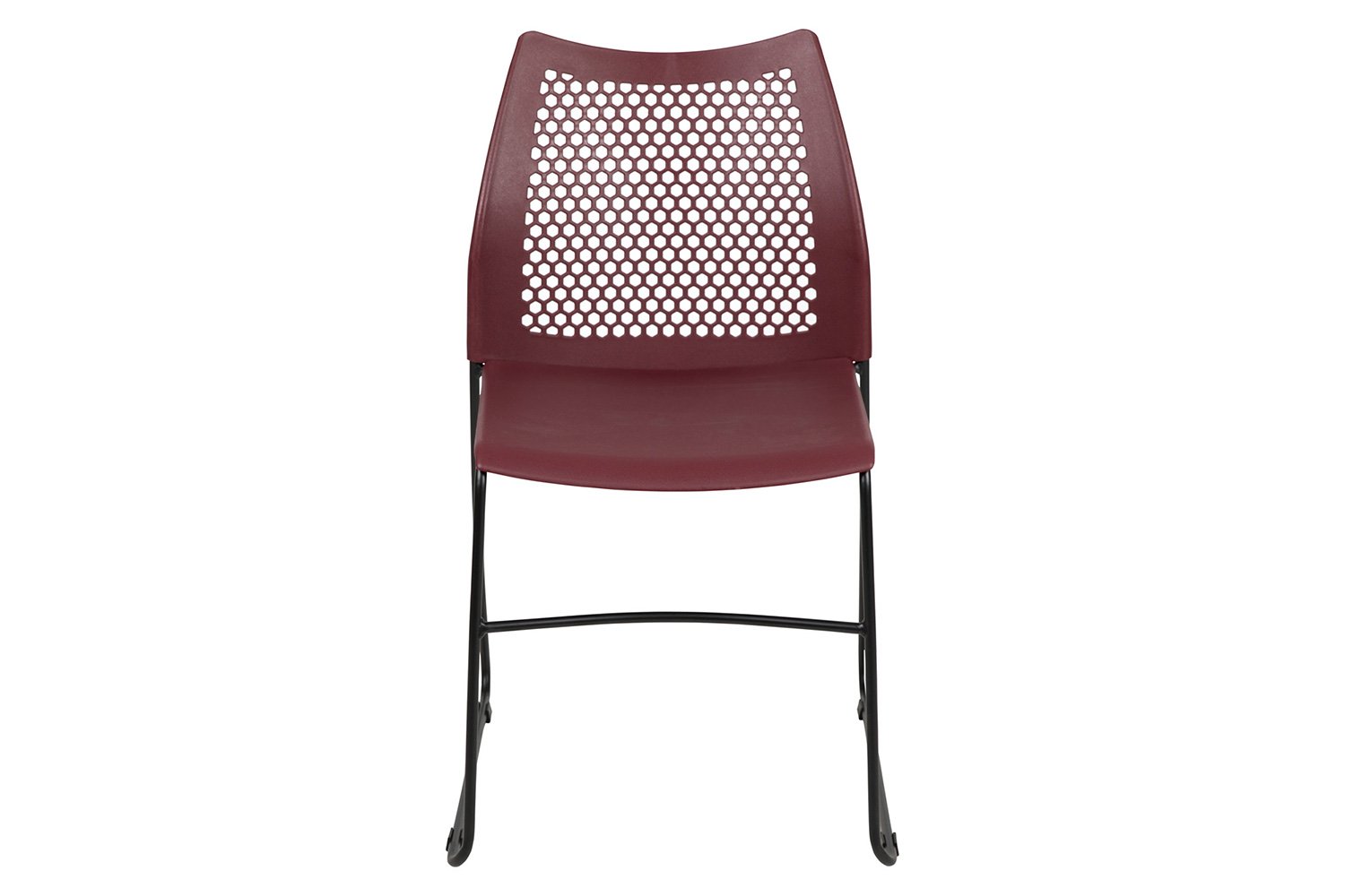 BLNK HERCULES Series Stack Chair with Air-Vent Back and Black Powder Coated Sled Base - Burgundy