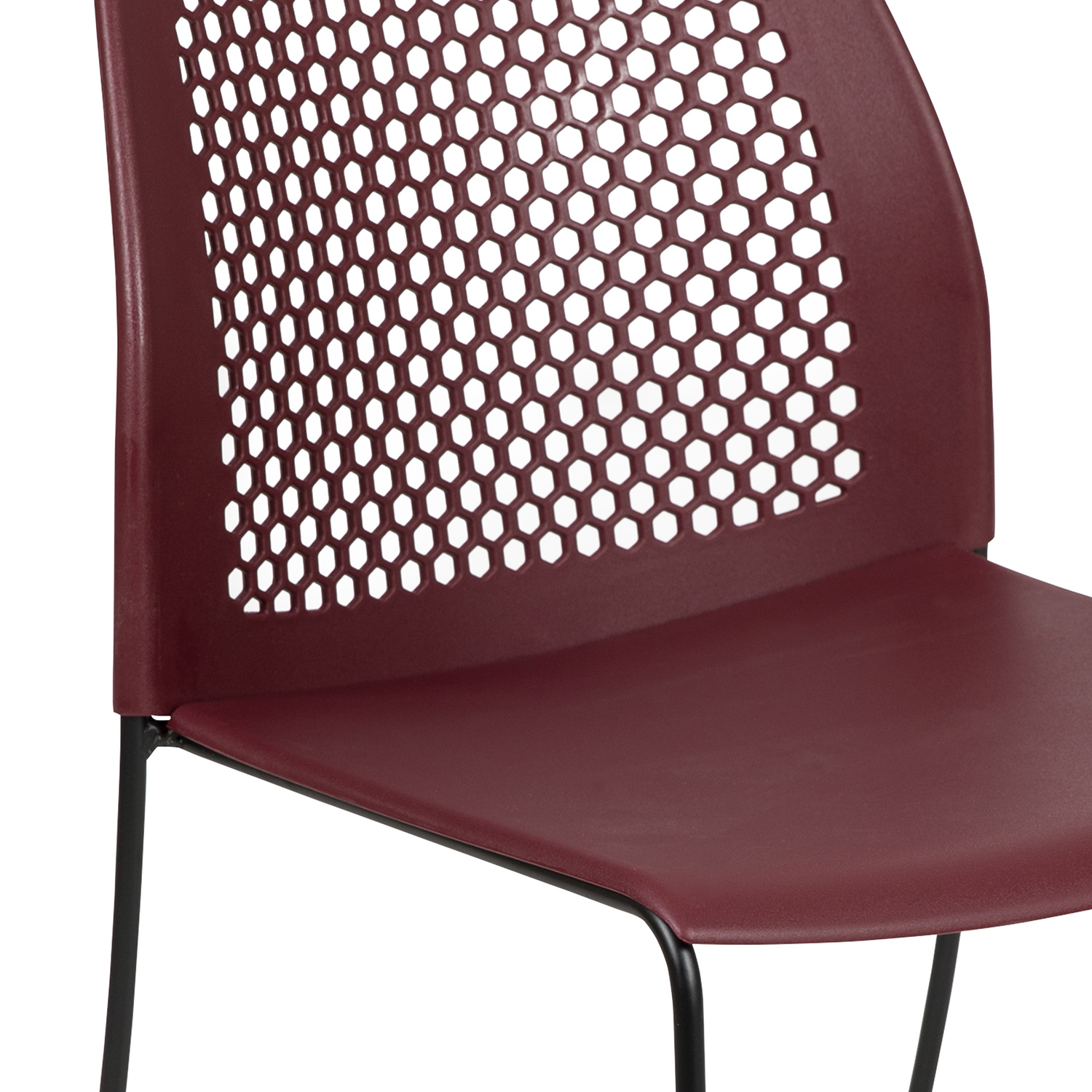 BLNK HERCULES Series Stack Chair with Air-Vent Back and Black Powder Coated Sled Base - Burgundy