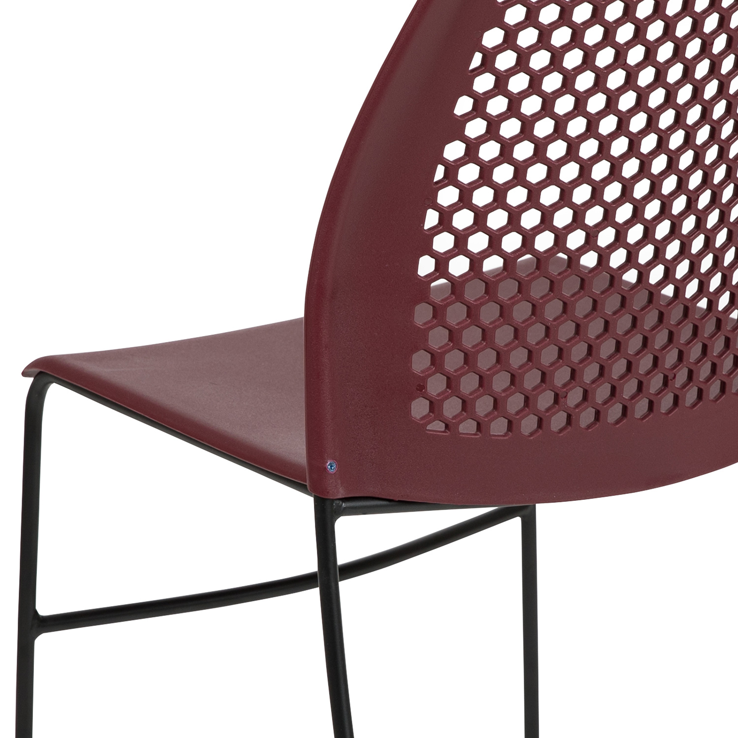 BLNK HERCULES Series Stack Chair with Air-Vent Back and Black Powder Coated Sled Base - Burgundy