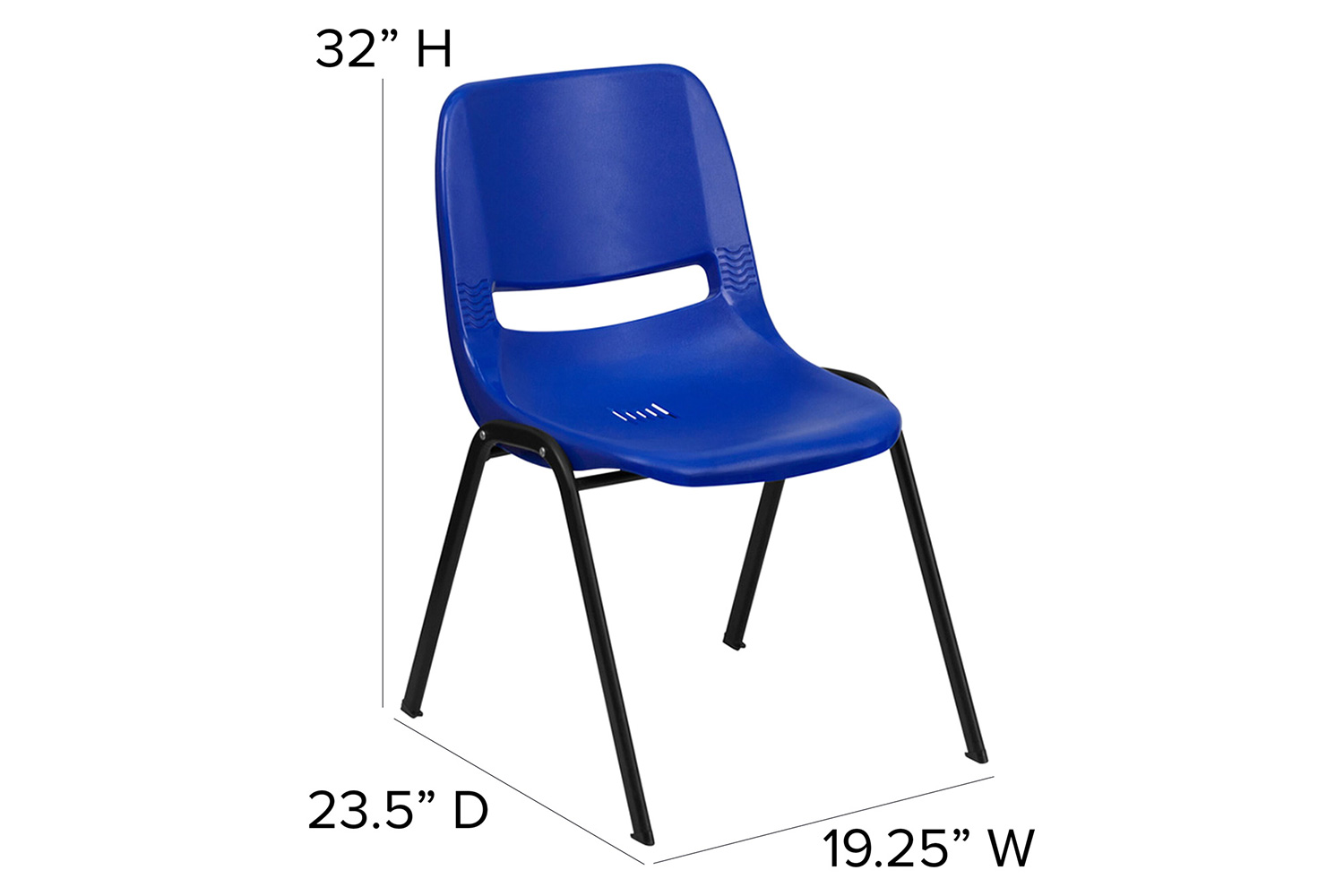 BLNK HERCULES Series Ergonomic Shell Stack Chair - Blue/Black, 17,75"H Seat